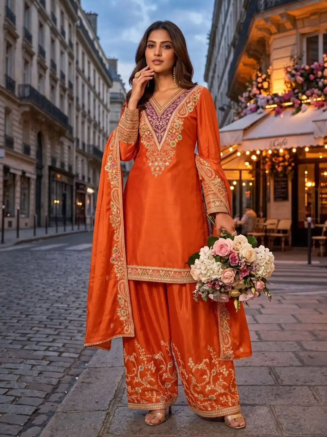 Vibha Chinon Zari Suit - Roop Darshan