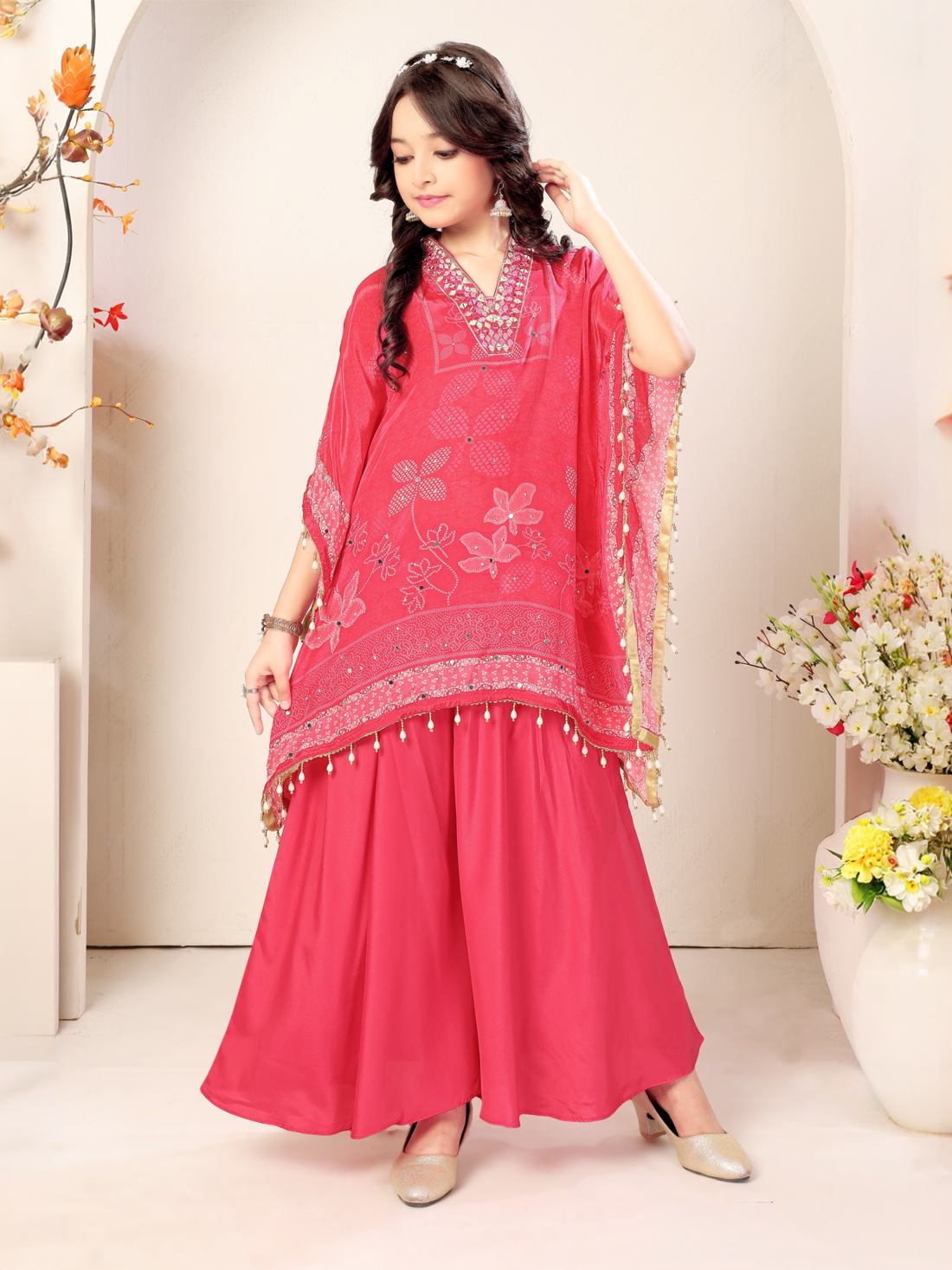 Abhaya Silk Printed Kaftan - Roop Darshan