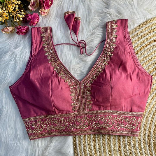 Silk Embroidered Work Blouse