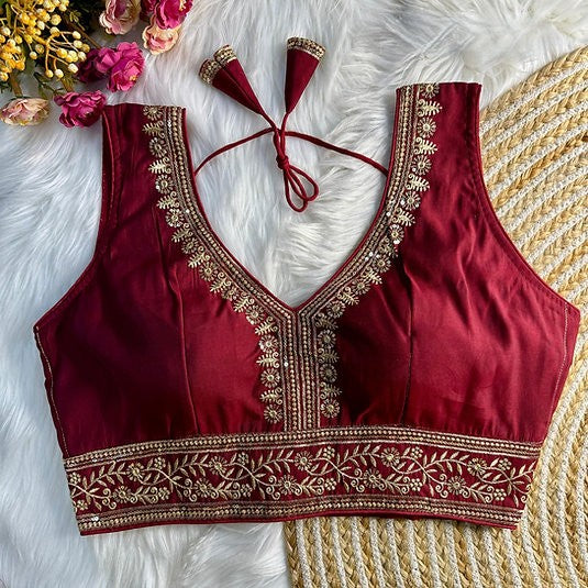 Silk Embroidered Work Blouse