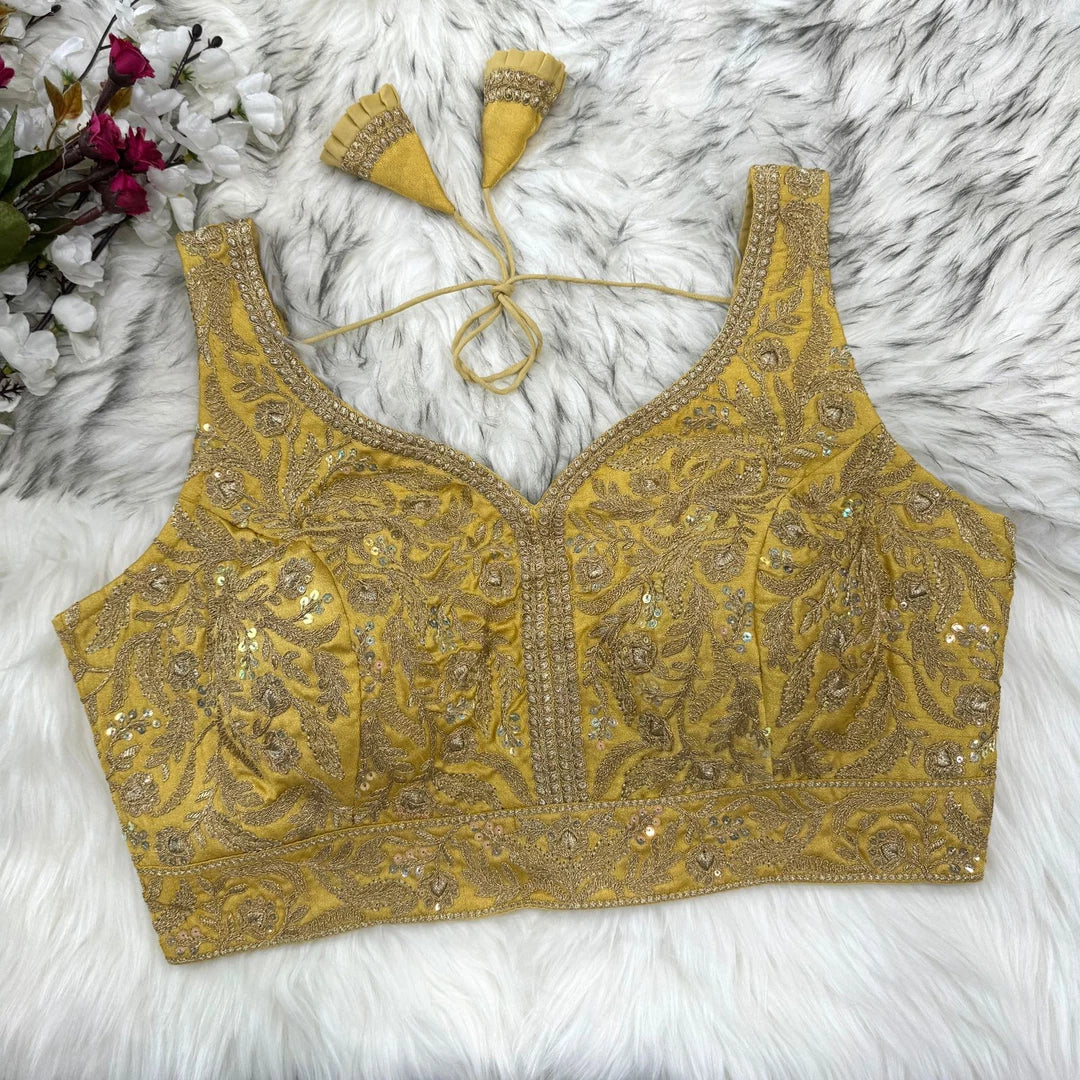Dupion Embroidered Work Blouse - Roop Darshan