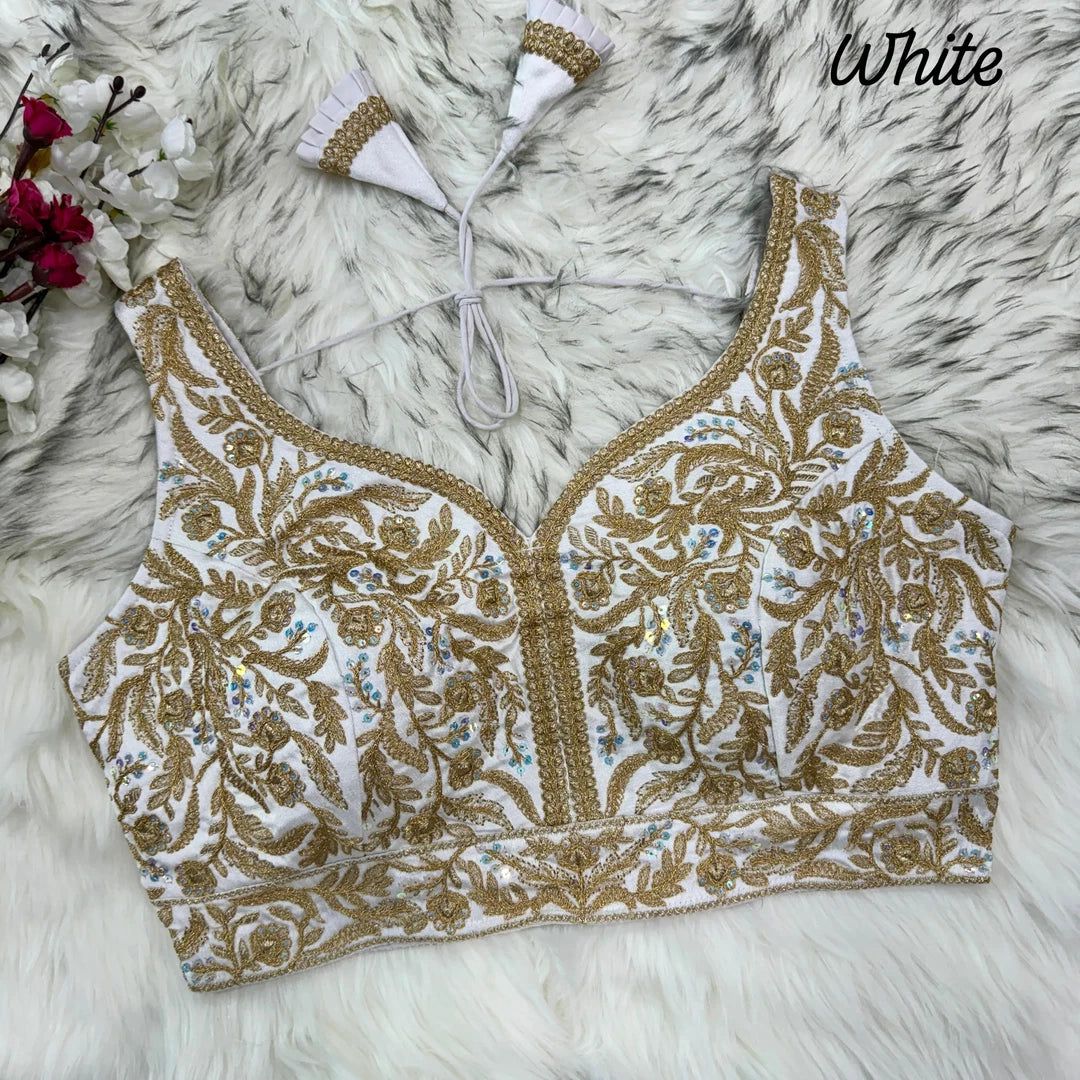 Dupion Embroidered Work Blouse - Roop Darshan