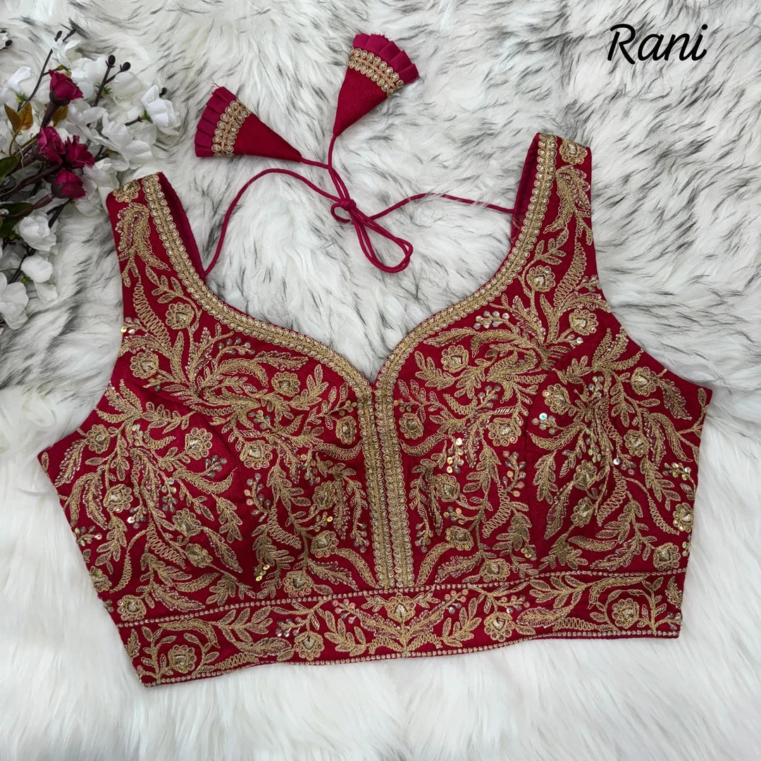 Dupion Embroidered Work Blouse - Roop Darshan