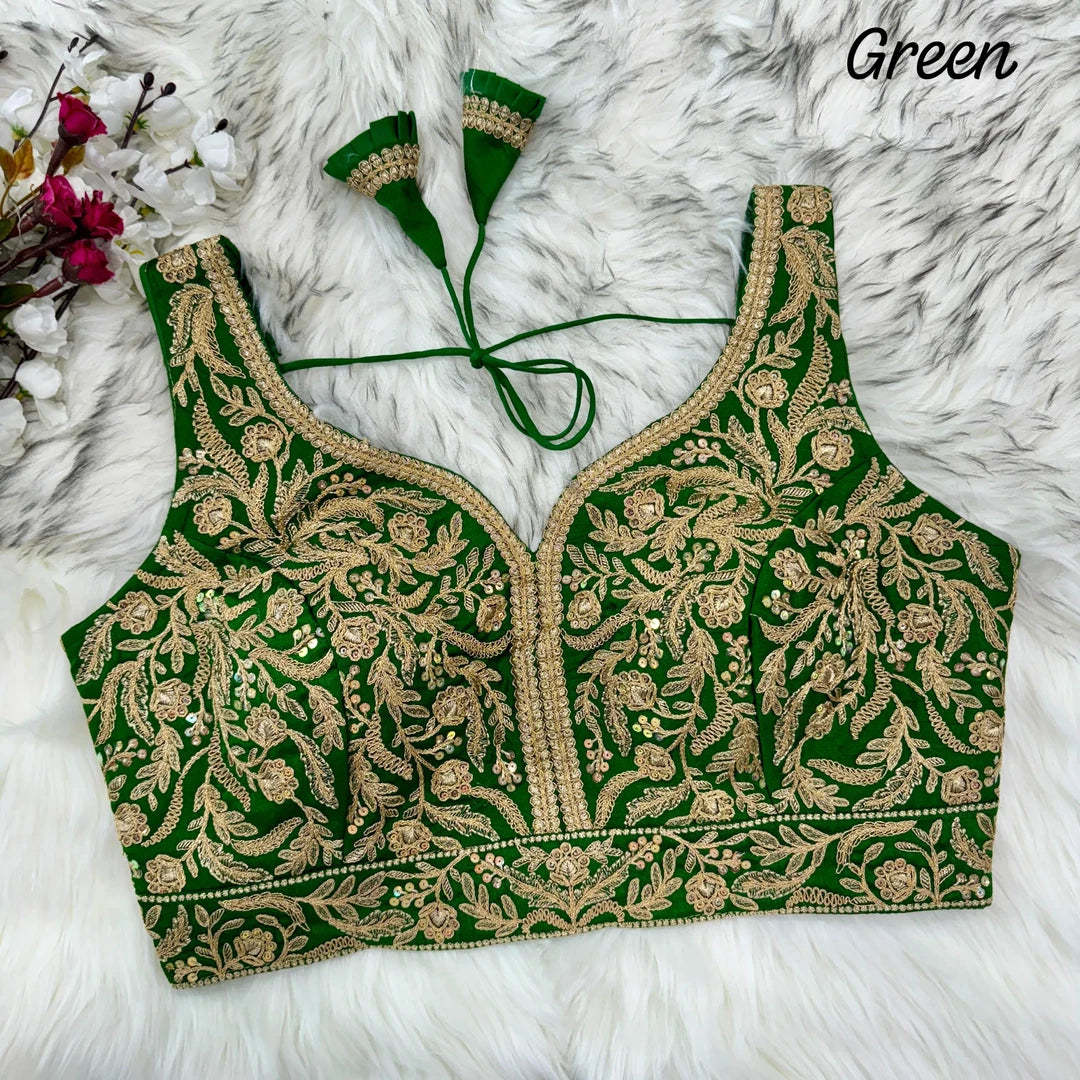 Dupion Embroidered Work Blouse - Roop Darshan