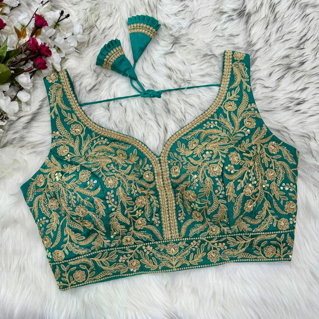 Dupion Embroidered Work Blouse - Roop Darshan