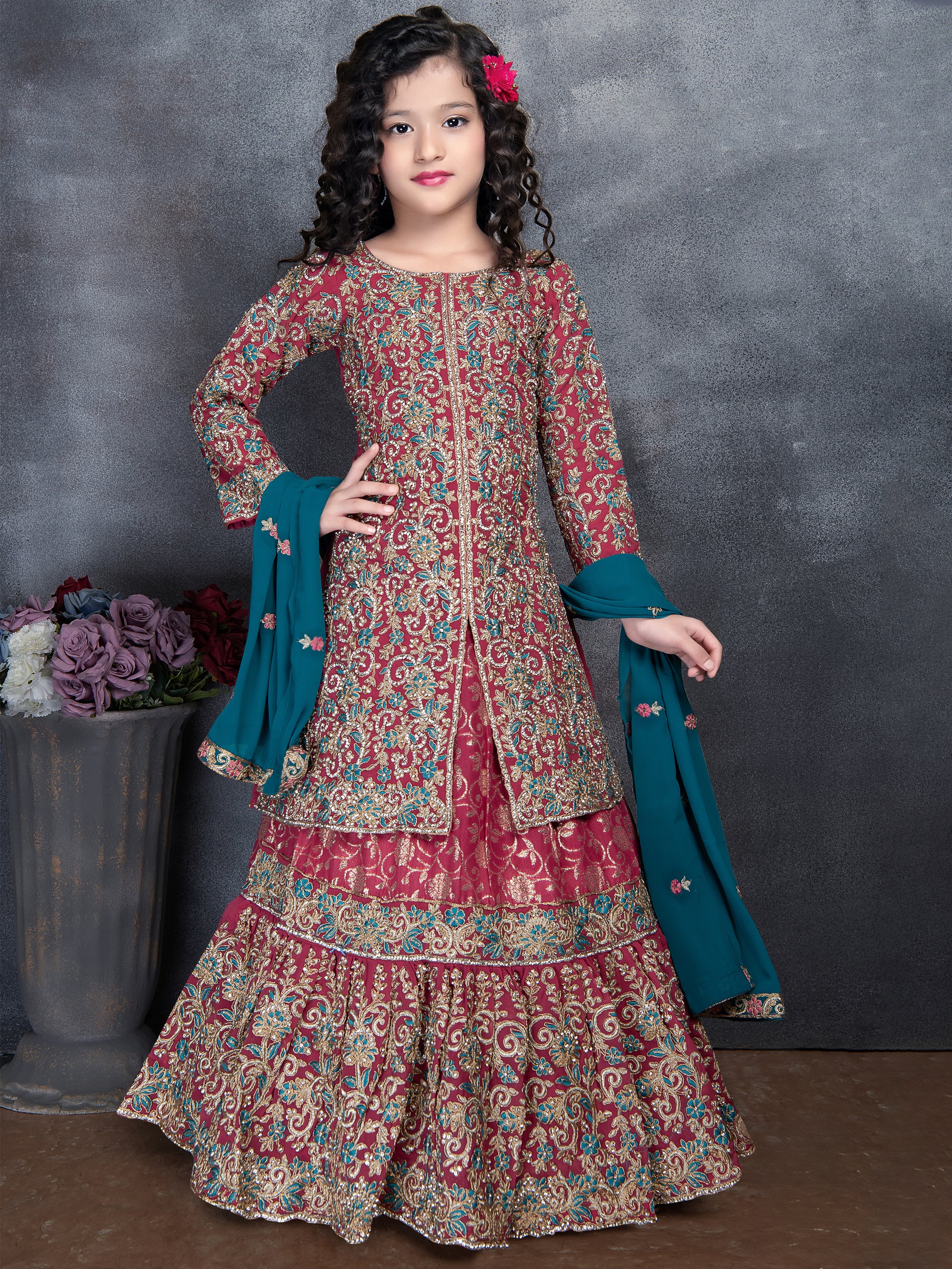 Amina Long Top Lehenga Suit - Roop Darshan