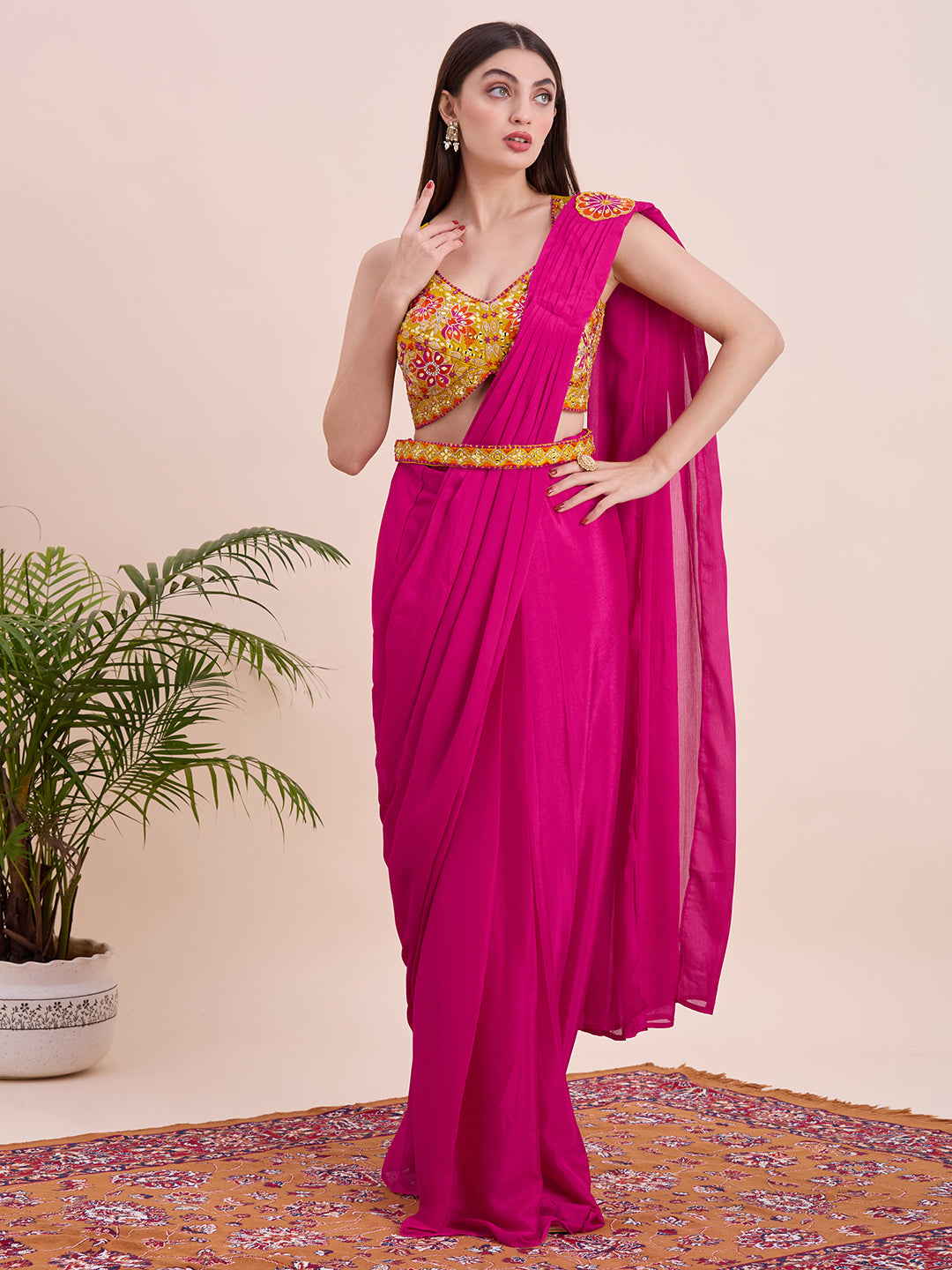 Hazel Ready To Wear Choli Saree - Roop Darshan