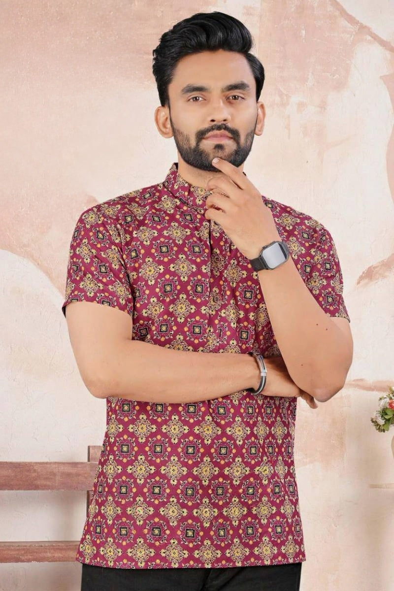 Mens Cotton Printed Kurta - Roop Darshan