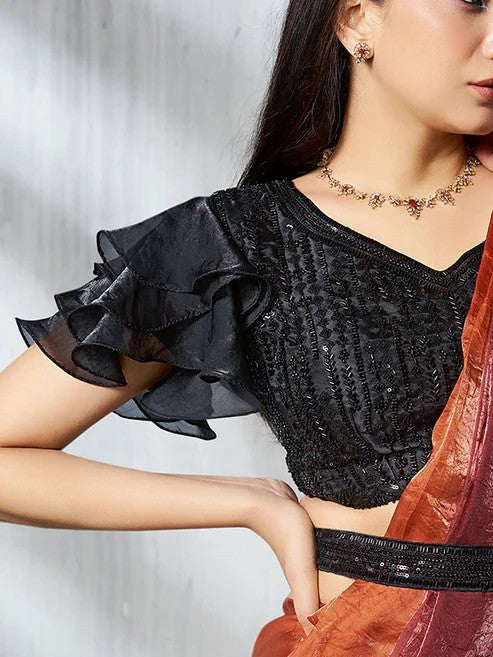 Trikona Ready To Wear Choli Saree - Roop Darshan