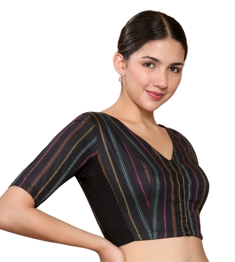 Cotton V Neck Blouse - Roop Darshan