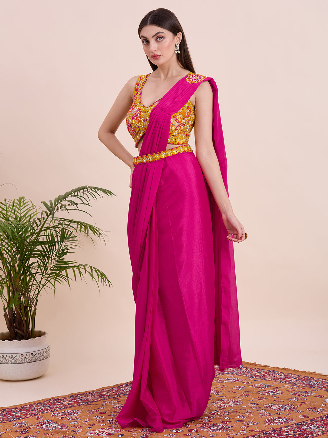 Hazel Ready To Wear Choli Saree - Roop Darshan