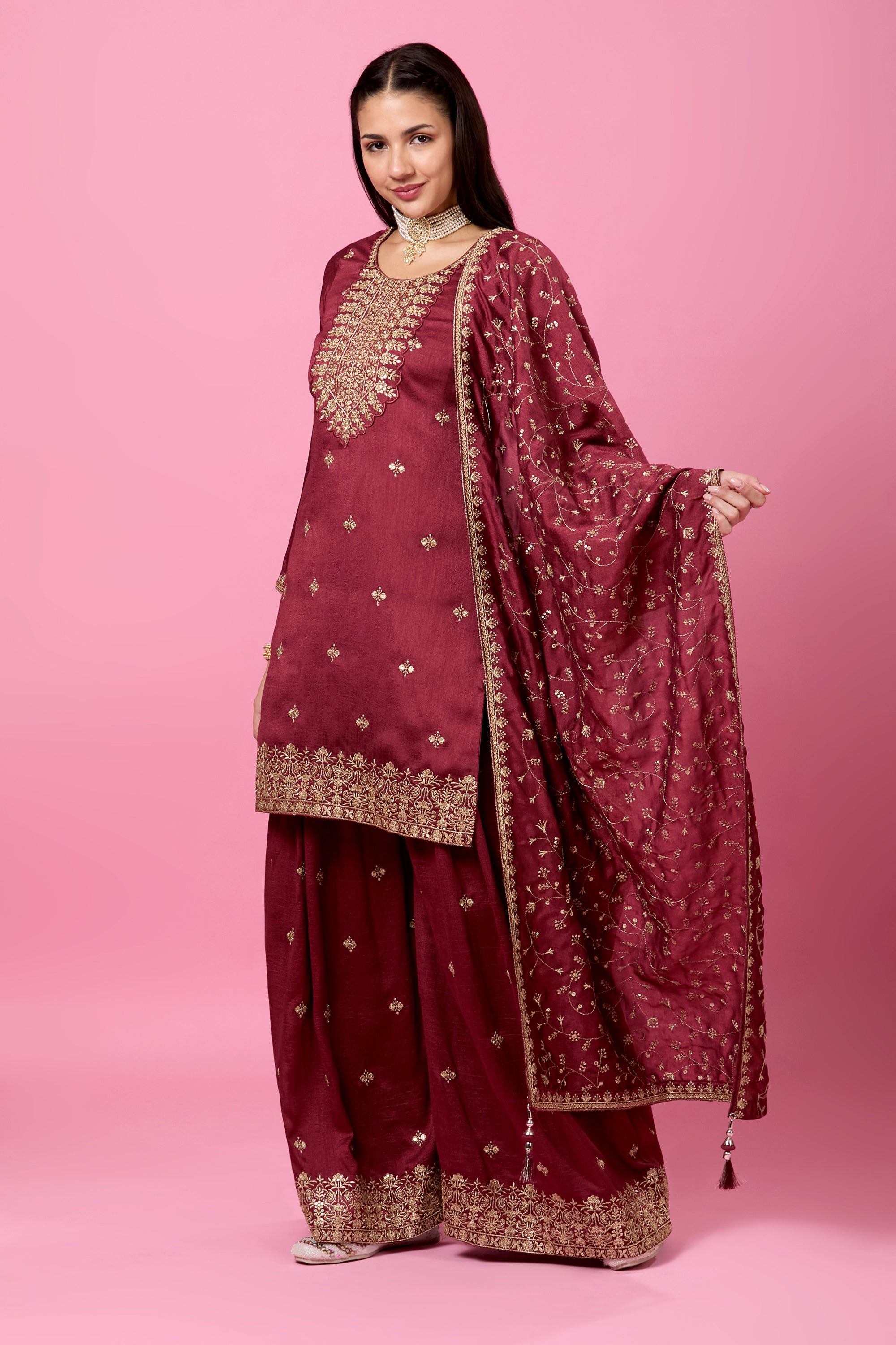 Rajata Plazzo Suit - Roop Darshan