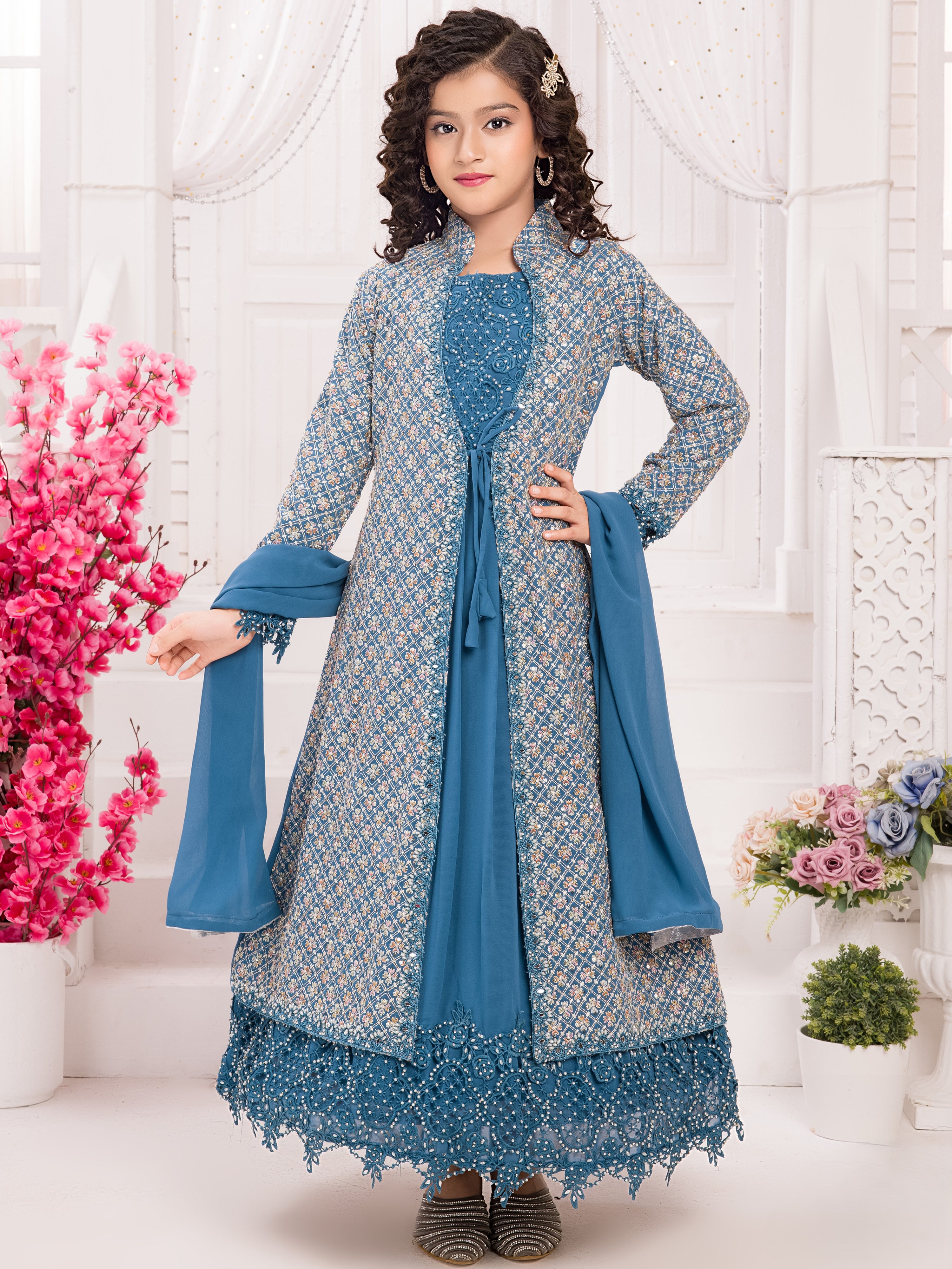 Ishani Flair Suit With Jacket - Roop Darshan