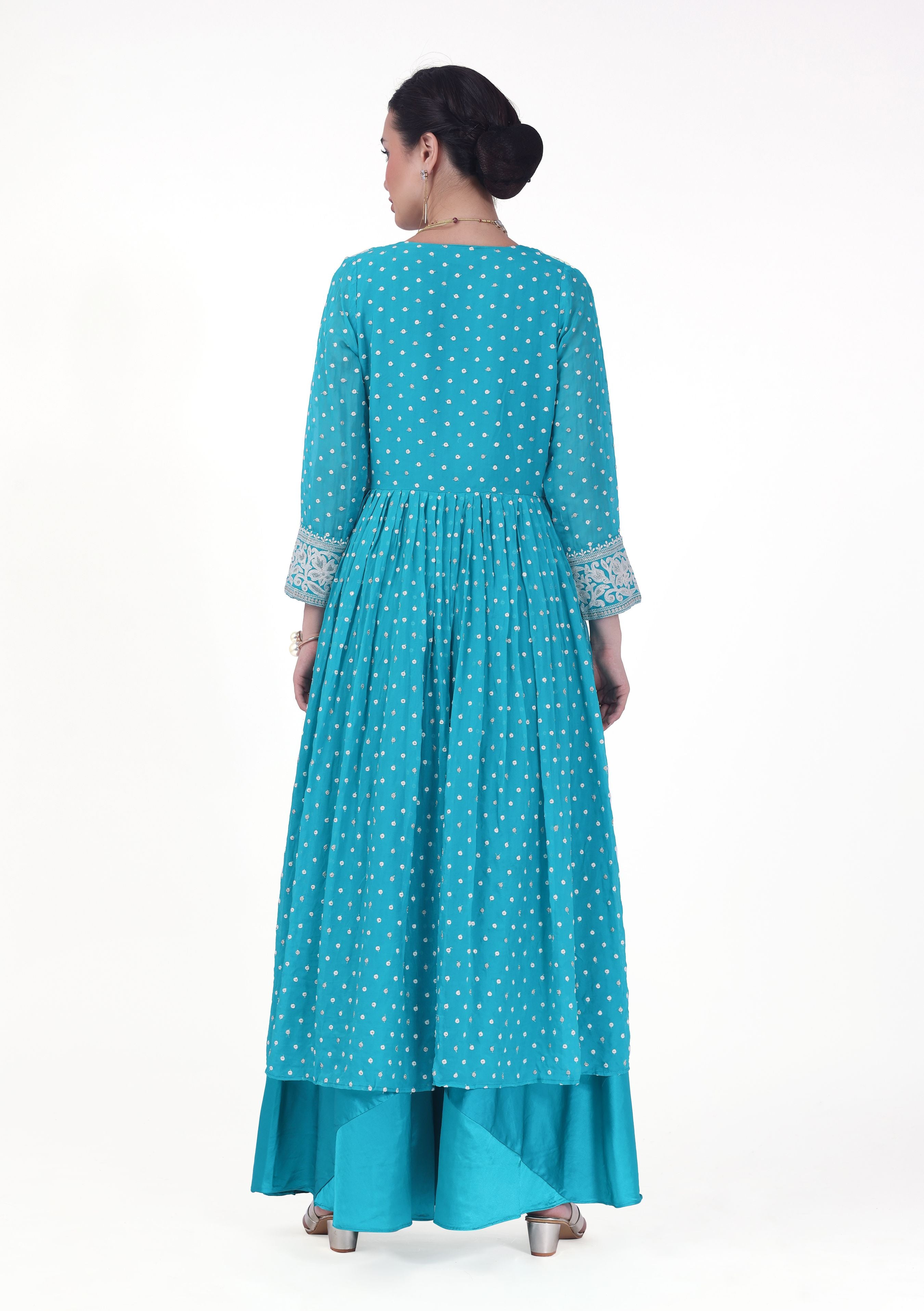 Prema Crop Top Palazzo Suit With Jacket - Roop Darshan