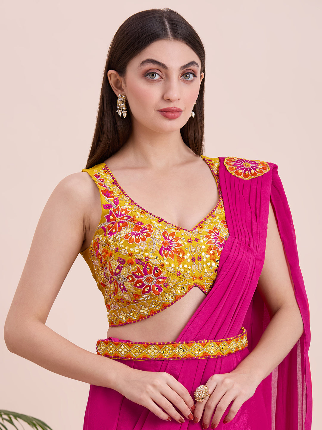 Hazel Ready To Wear Choli Saree - Roop Darshan