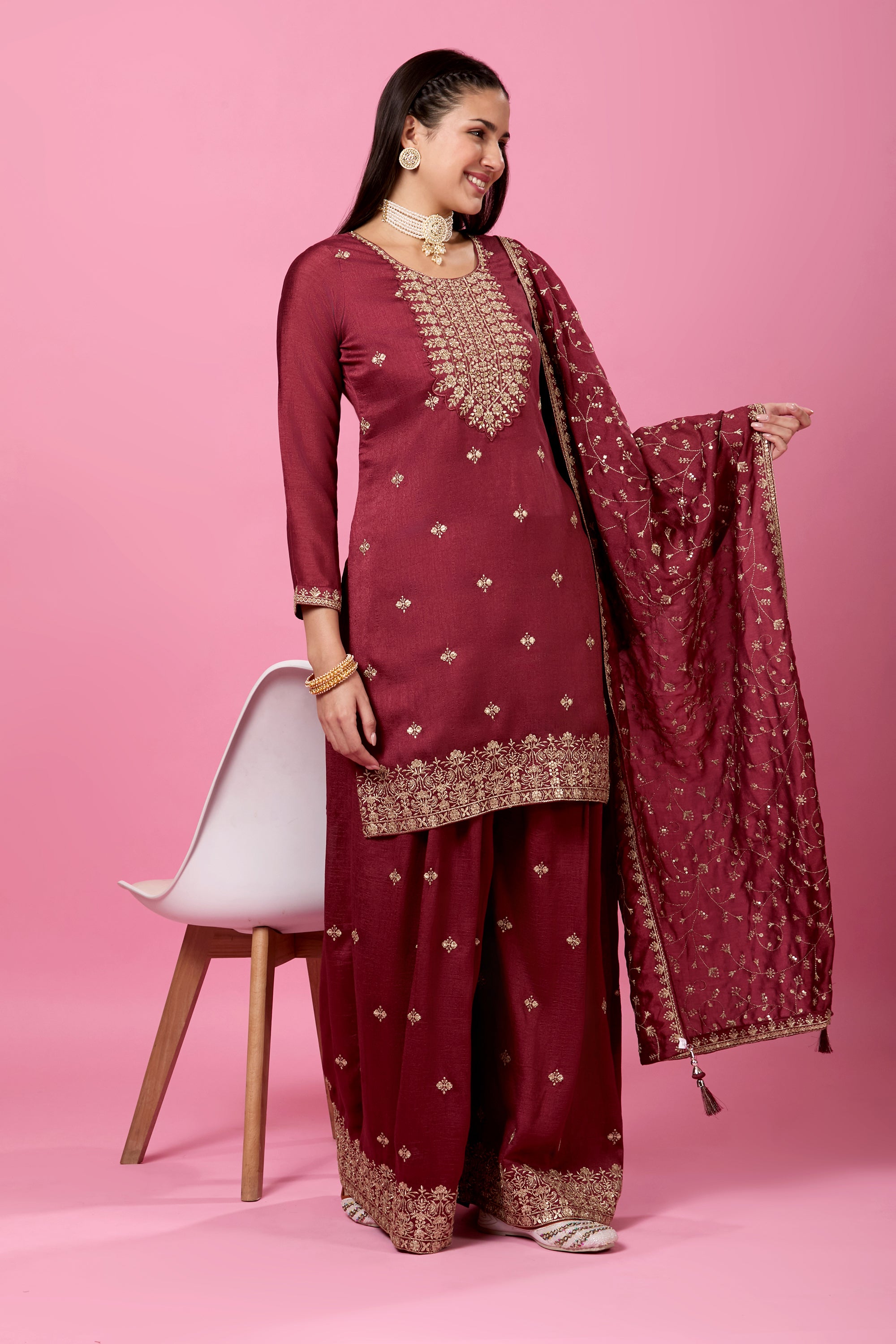Rajata Plazzo Suit - Roop Darshan