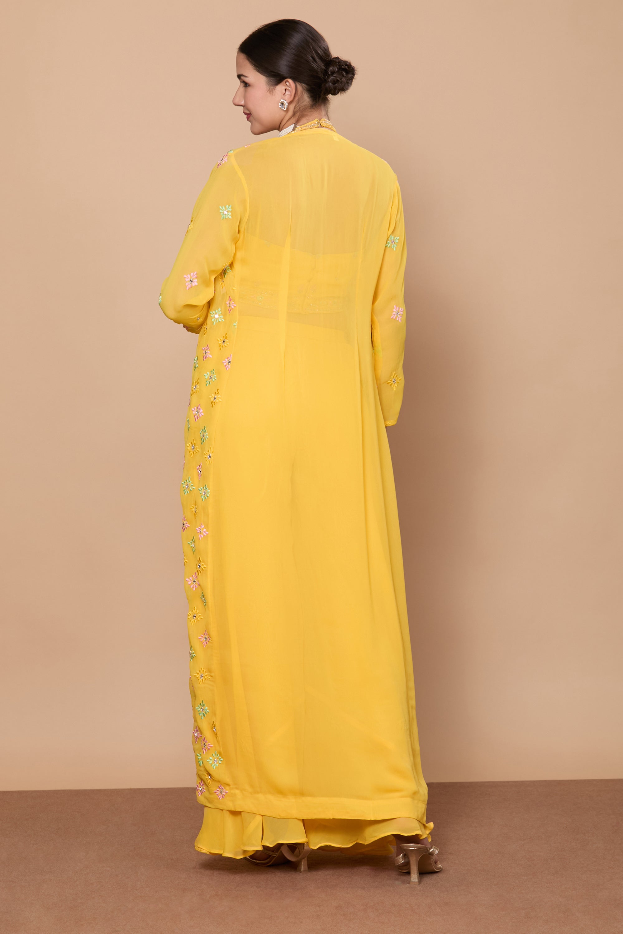 Eshita Crop Top Plazzo With Jacket - Roop Darshan