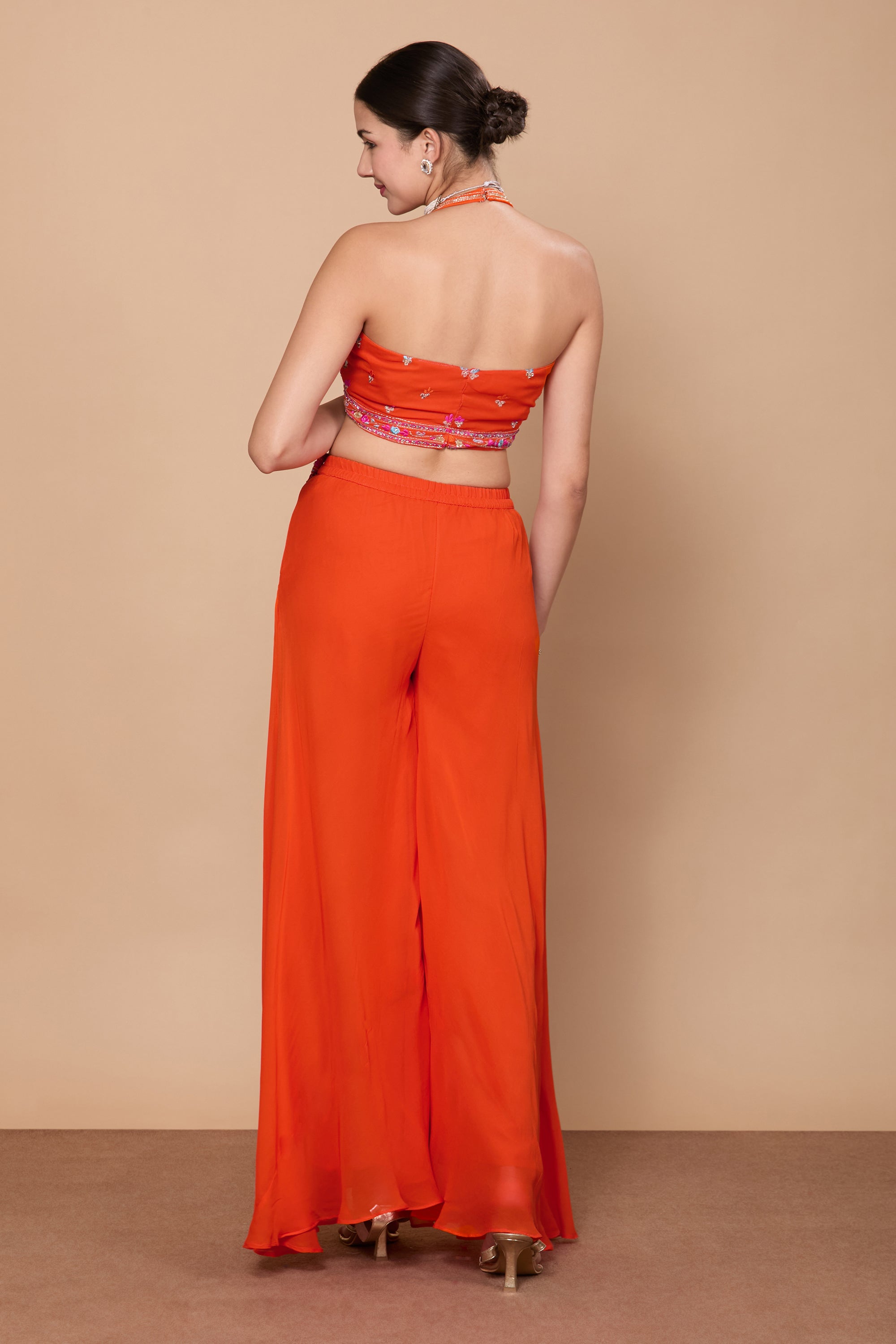 Eshita Crop Top Plazzo With Jacket - Roop Darshan