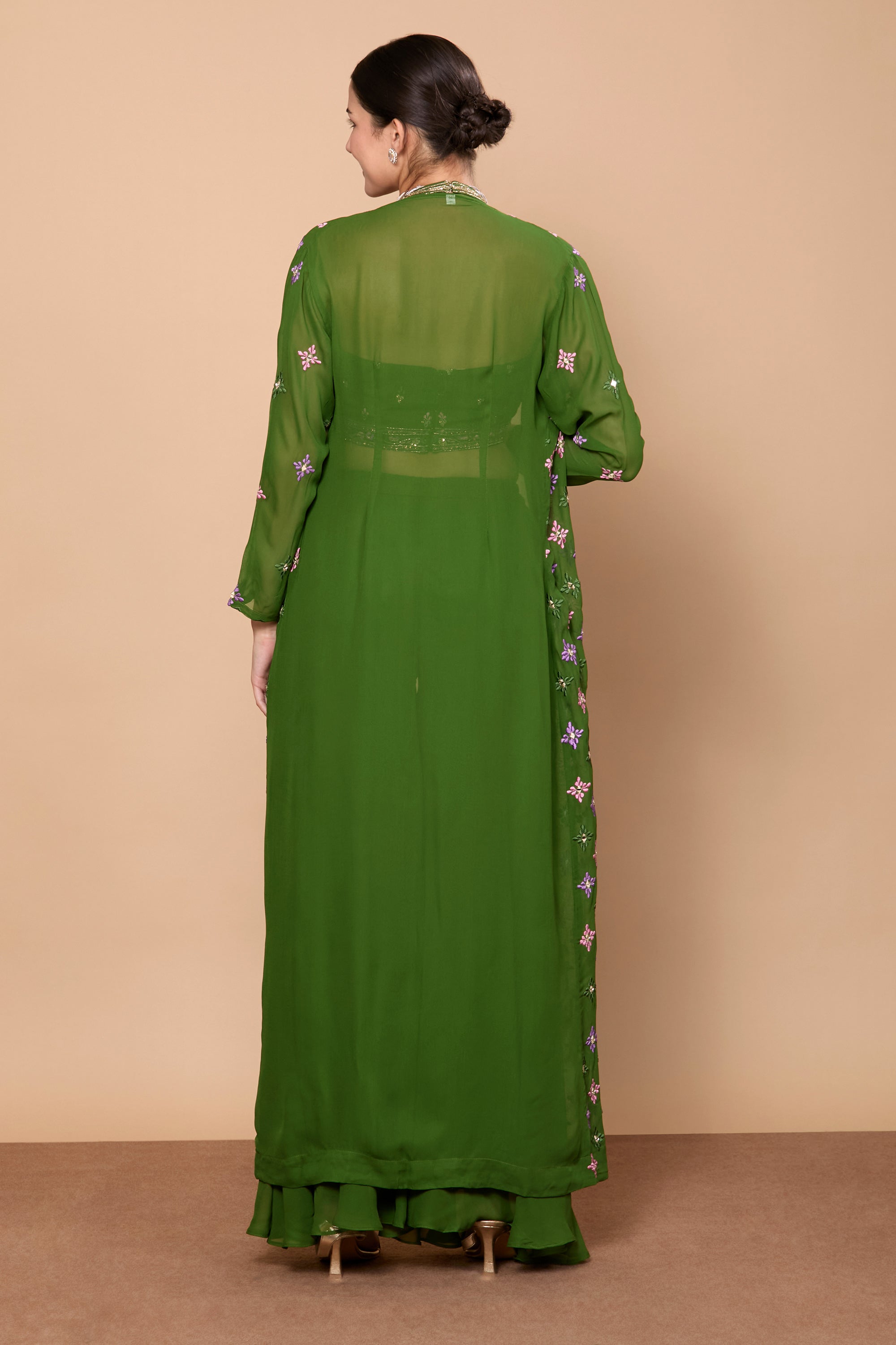 Eshita Crop Top Plazzo With Jacket - Roop Darshan