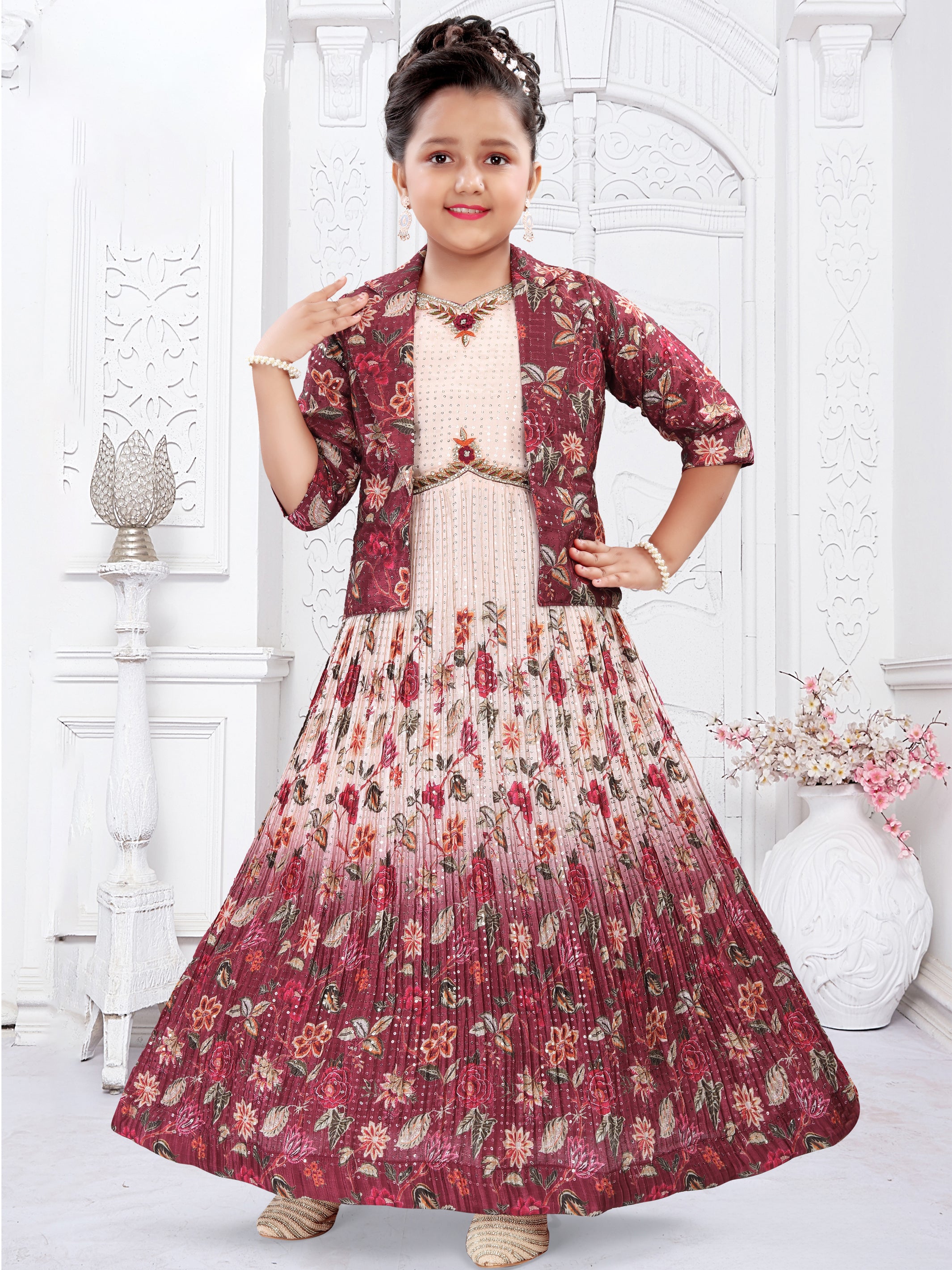 Niharika Flair Suit With Jacket. - Roop Darshan
