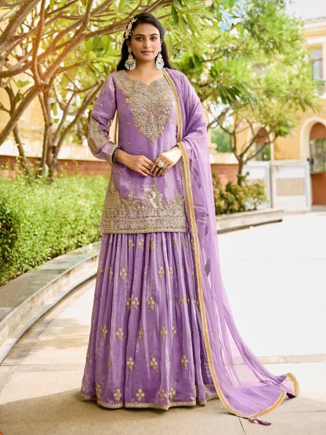 Kanika Tissue Long Top Lehenga