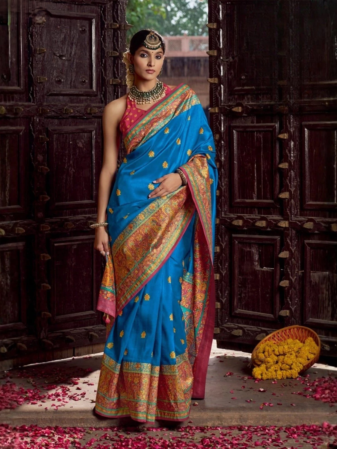 Saloni Silk Printed Saree – Blue