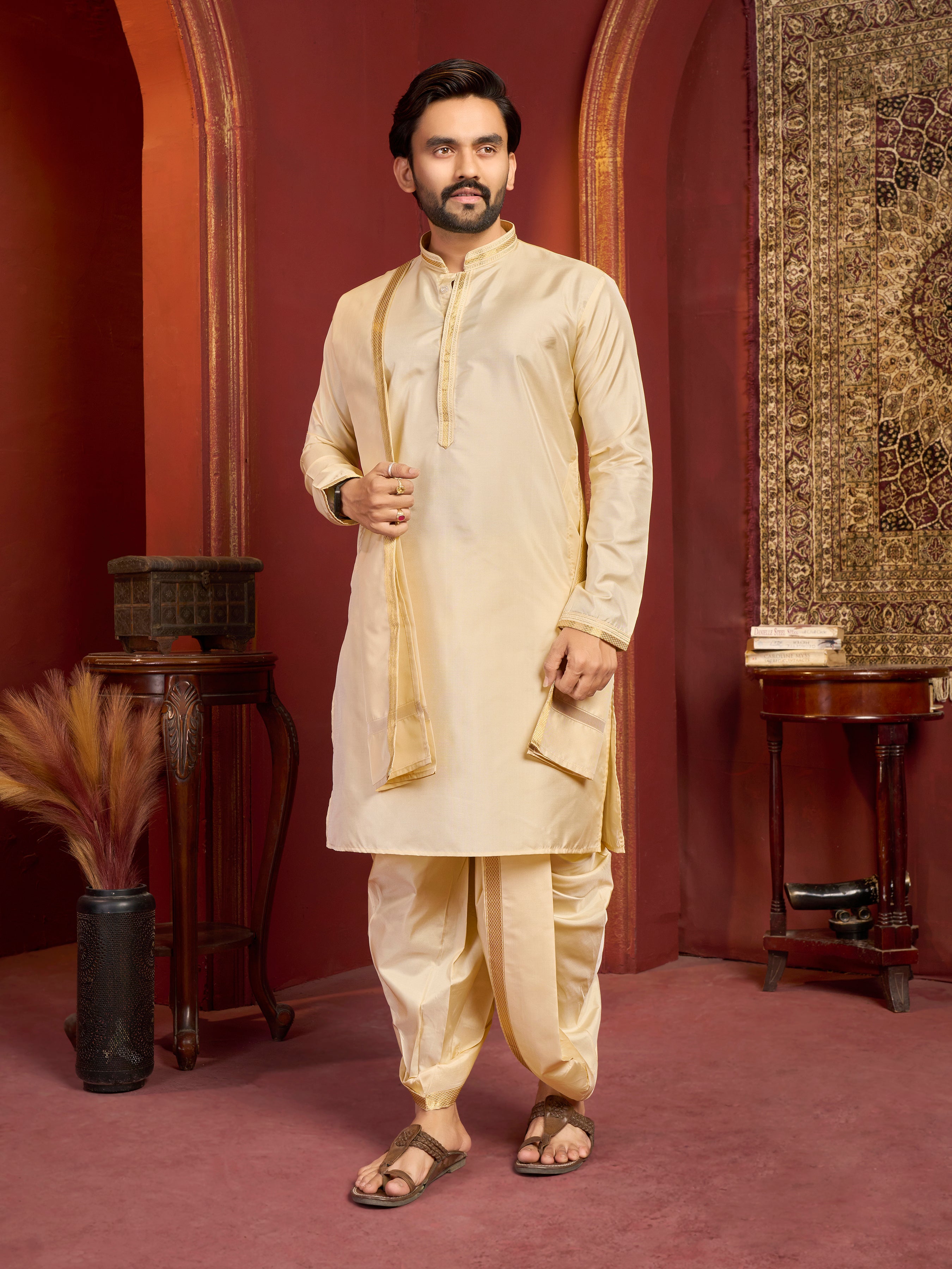 Mens Dhoti Suit With Dupatta - Roop Darshan