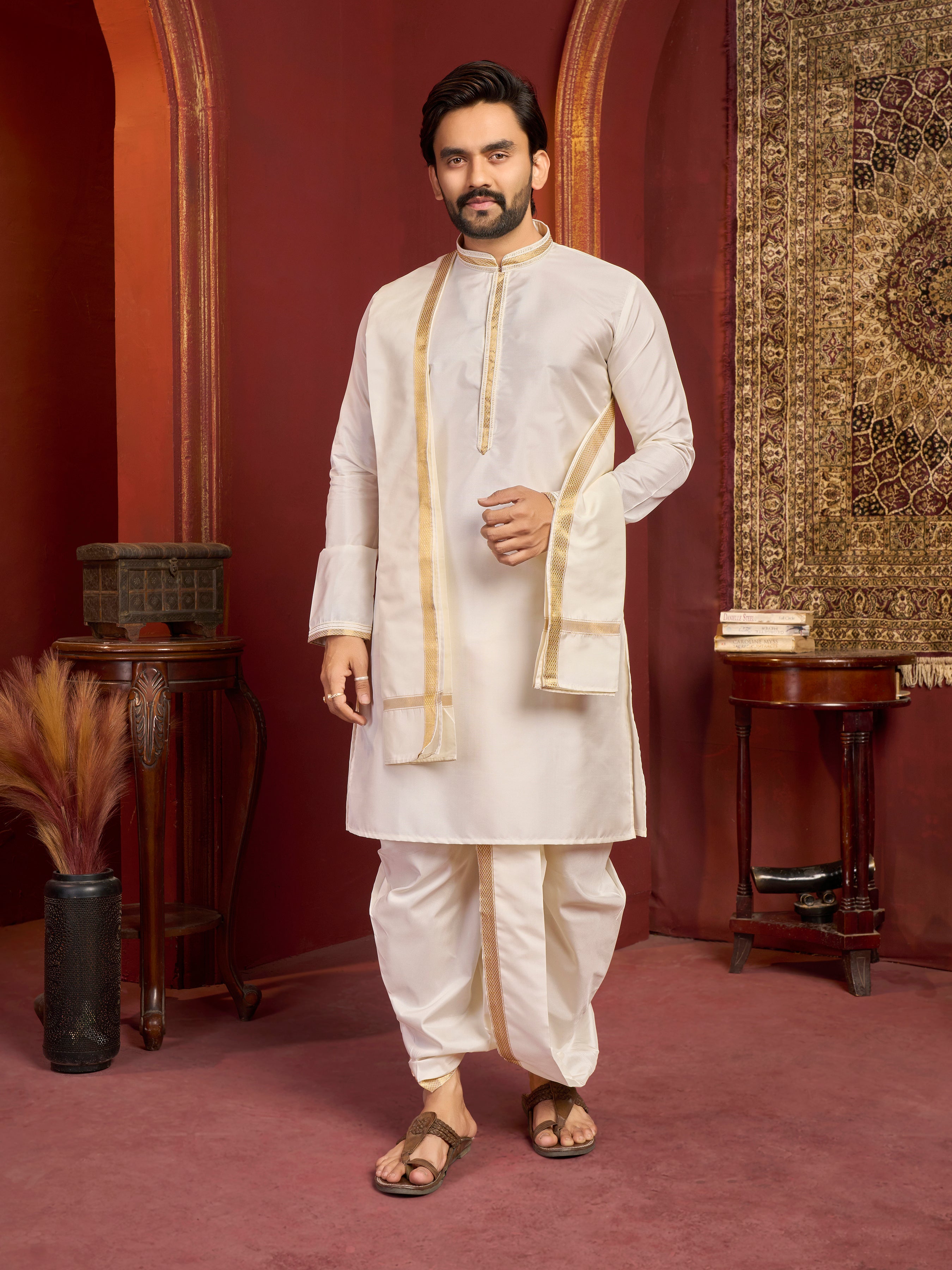 Mens Dhoti Suit With Dupatta