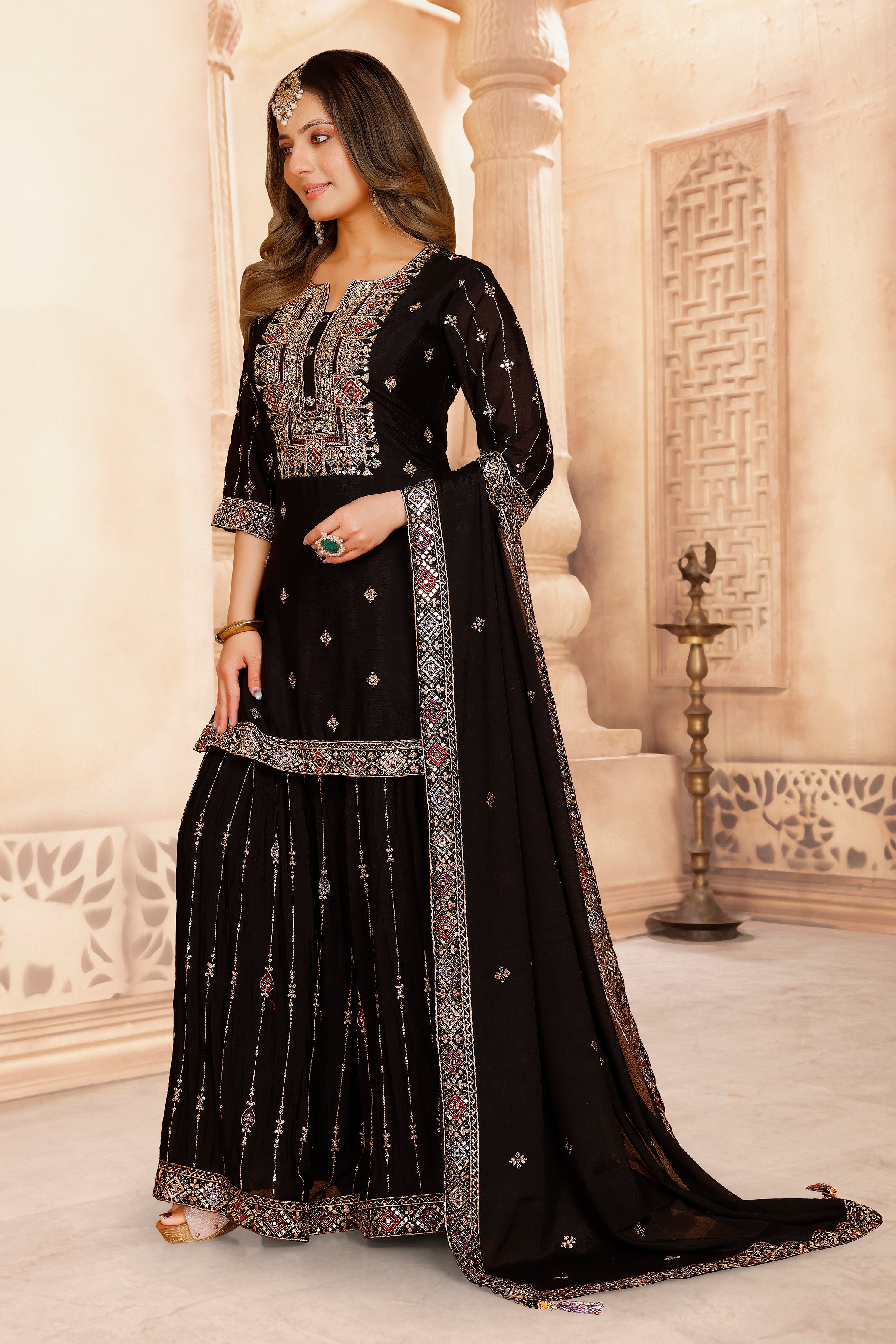 Tanisha Palazoo Suit - Roop Darshan