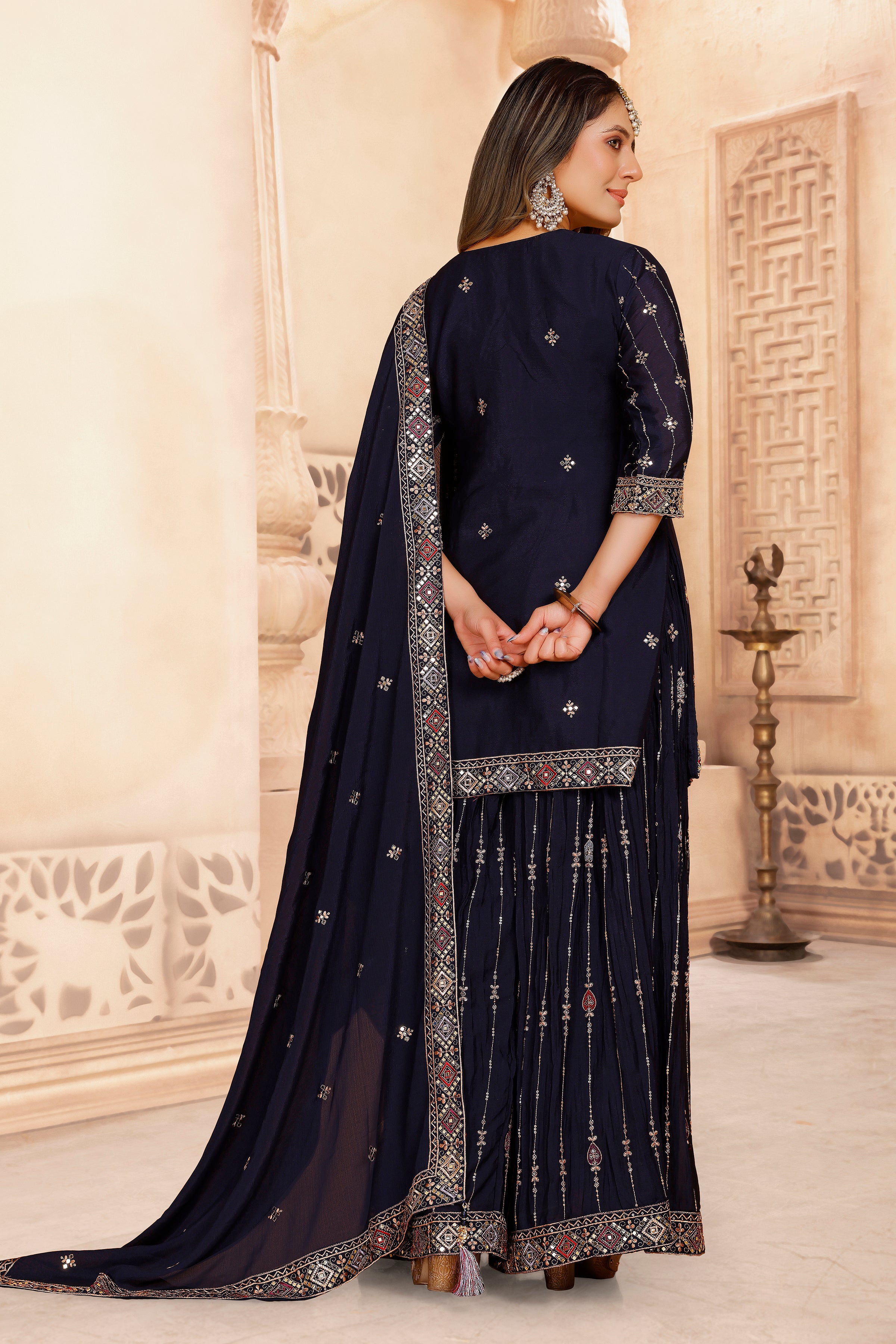 Tanisha Palazoo Suit - Roop Darshan