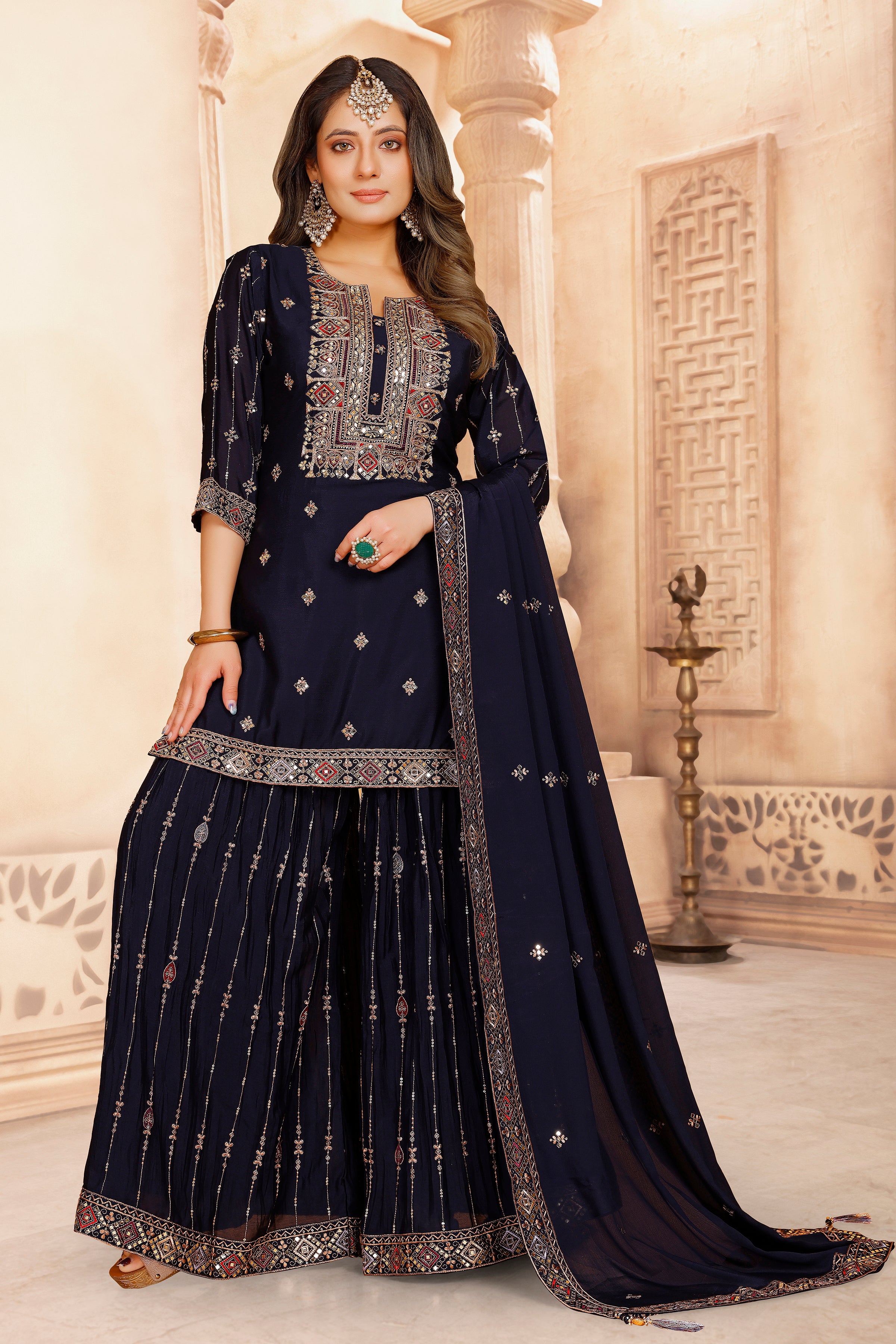 Tanisha Palazoo Suit - Roop Darshan
