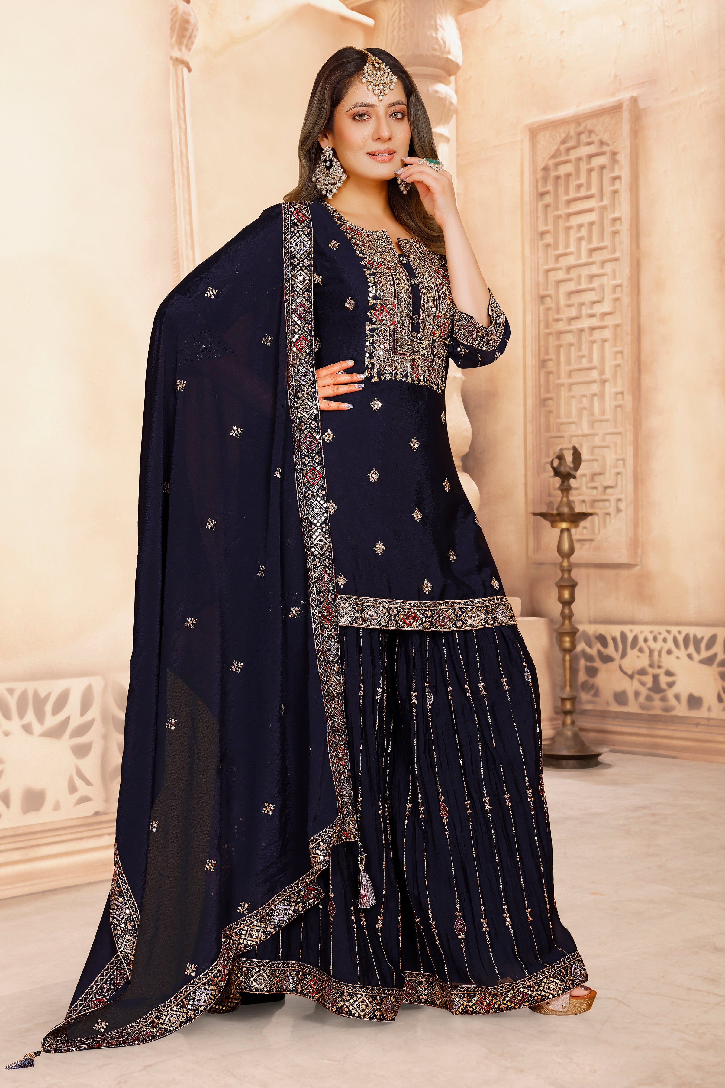 Tanisha Palazoo Suit - Roop Darshan