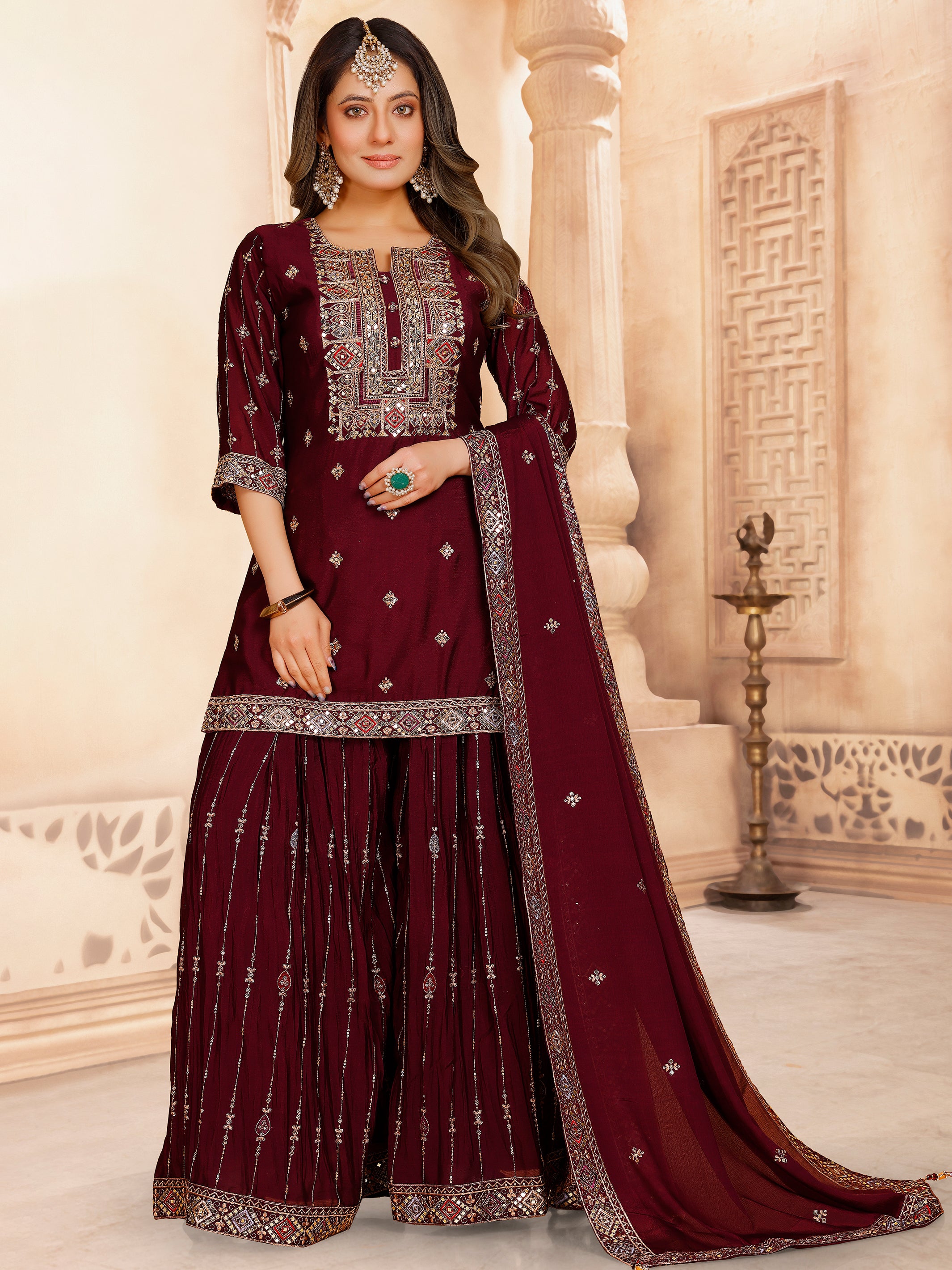 Tanisha Palazoo Suit - Roop Darshan