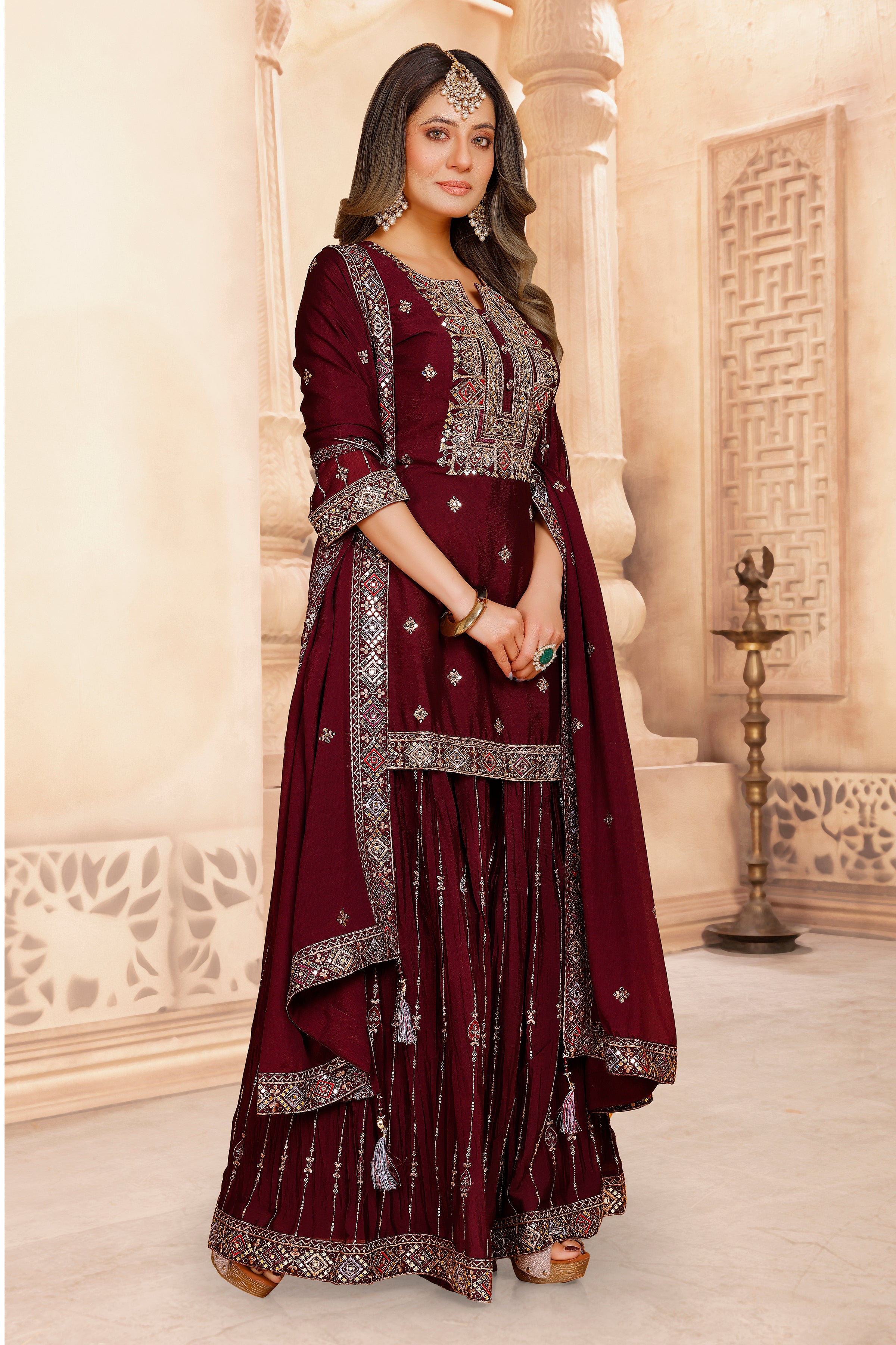 Tanisha Palazoo Suit - Roop Darshan