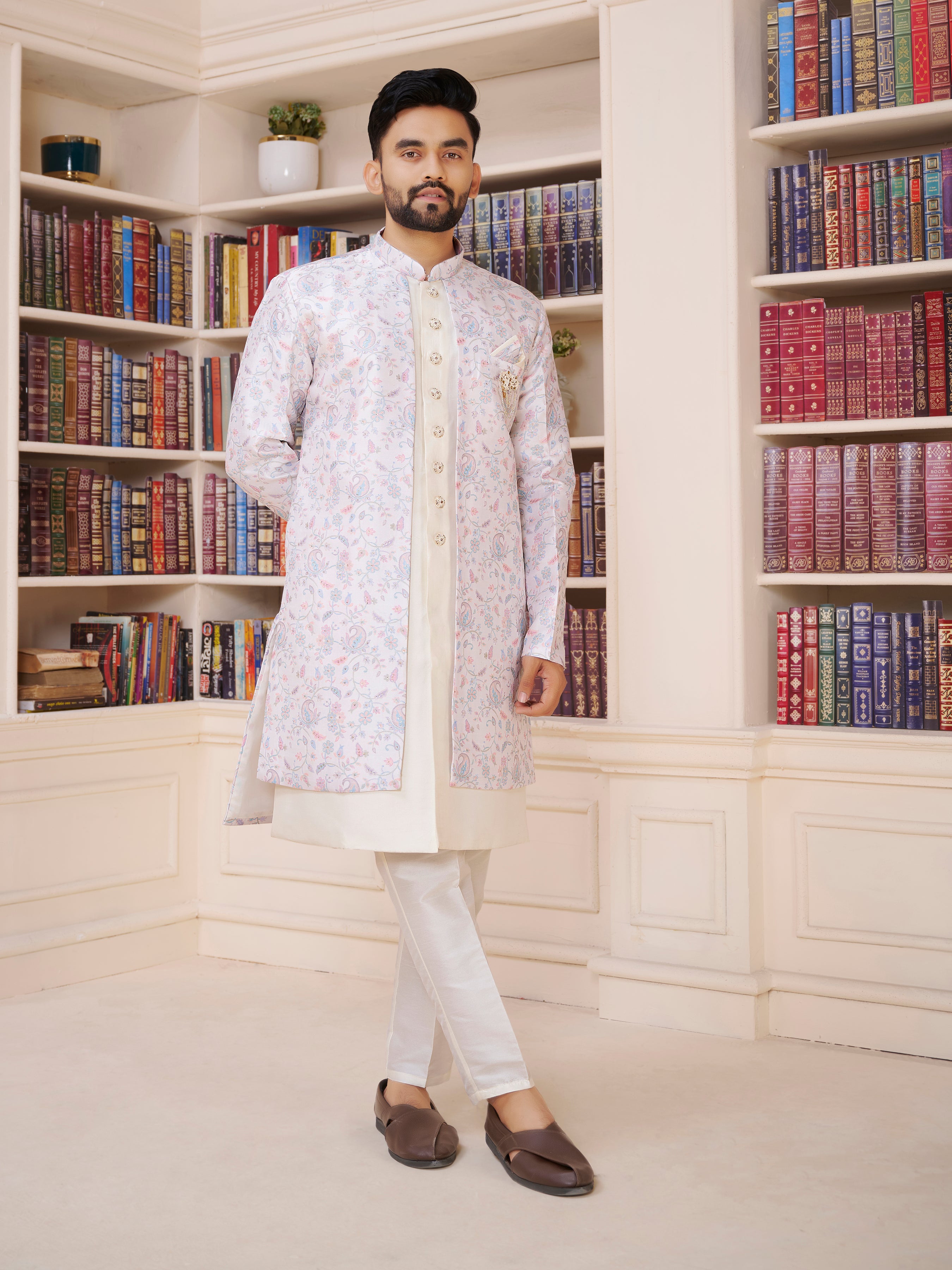 Mens Kurta Set With Jacket - Roop Darshan