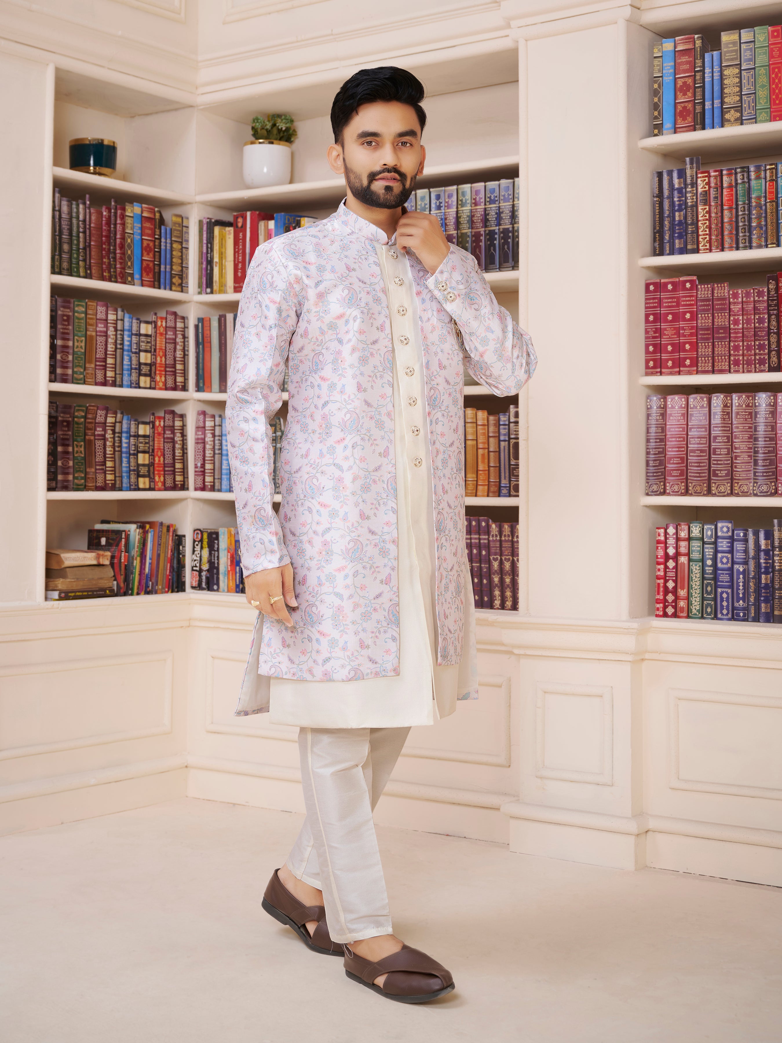 Mens Kurta Set With Jacket - Roop Darshan