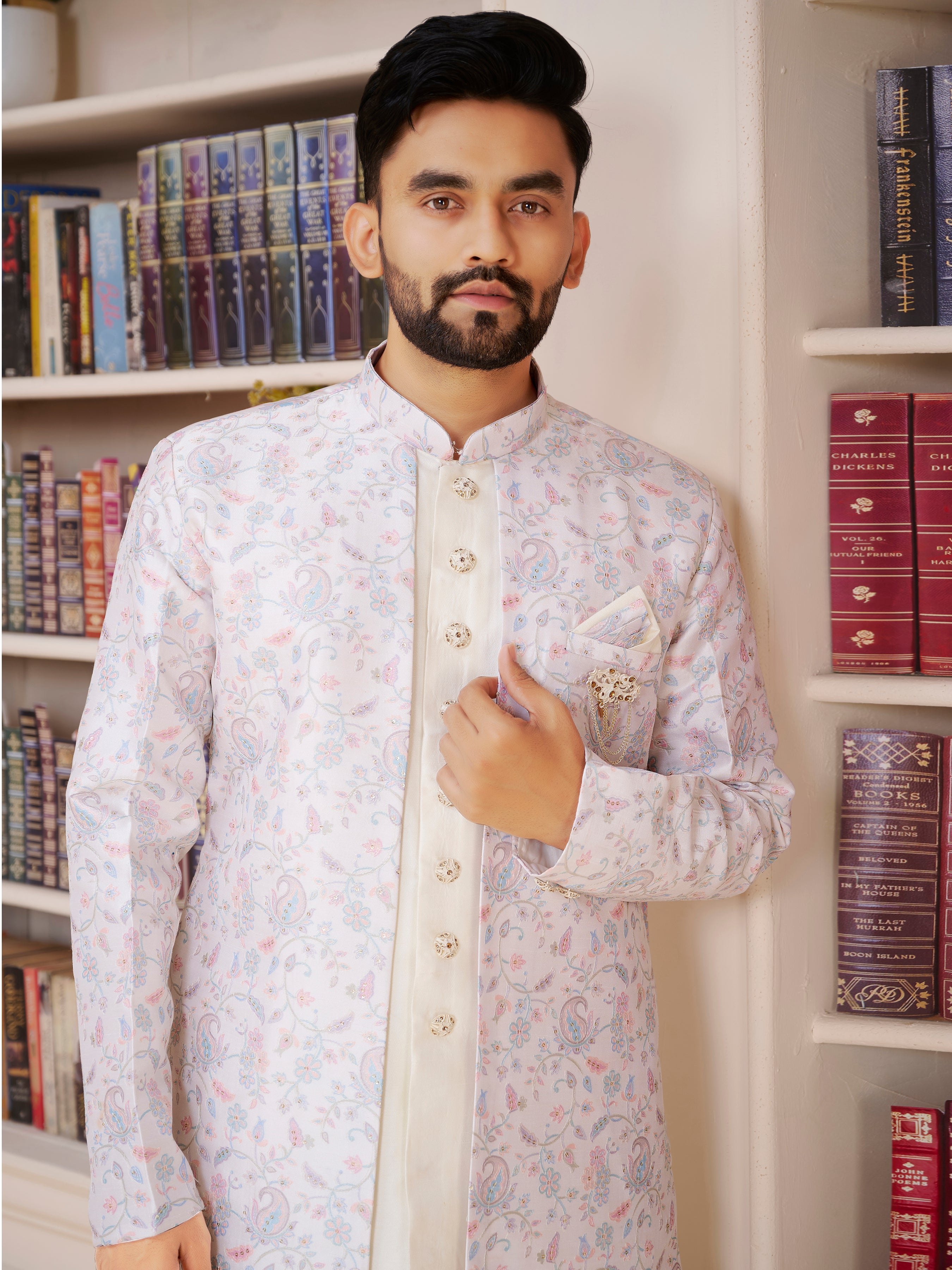 Mens Kurta Set With Jacket - Roop Darshan