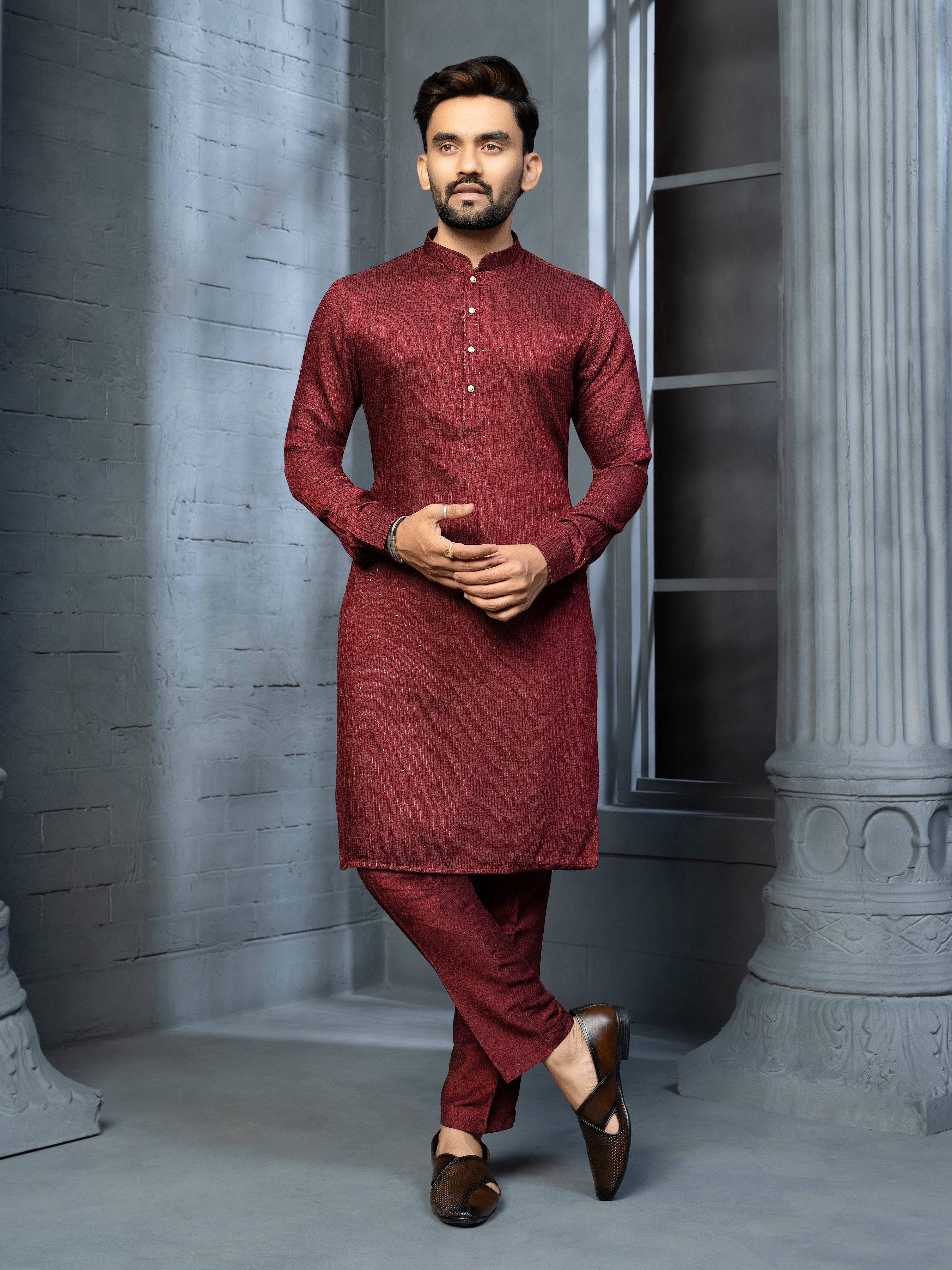 Mens Silk Kurta Set - Roop Darshan
