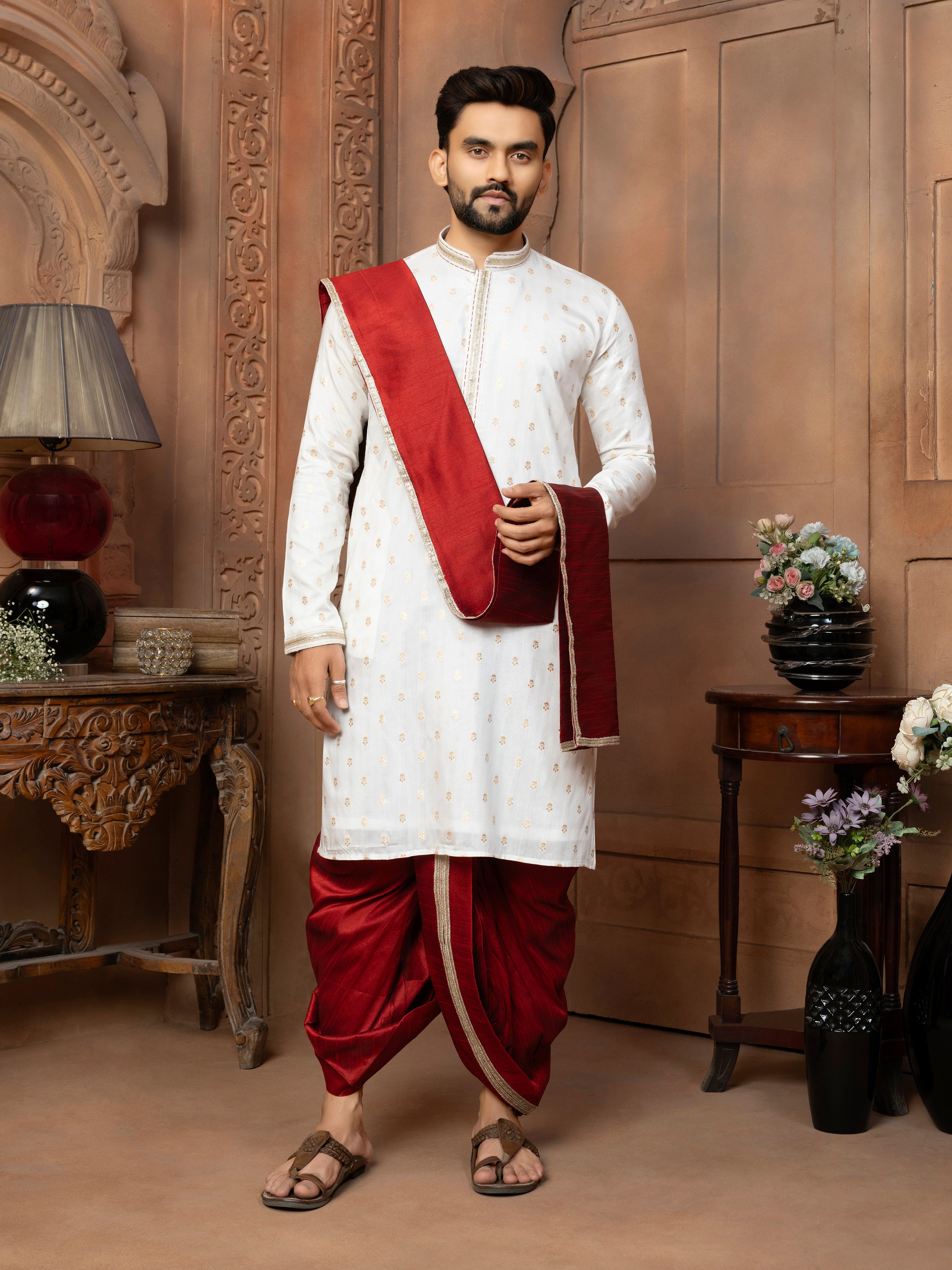 Mens Dhoti Suit With Dupatta - Roop Darshan