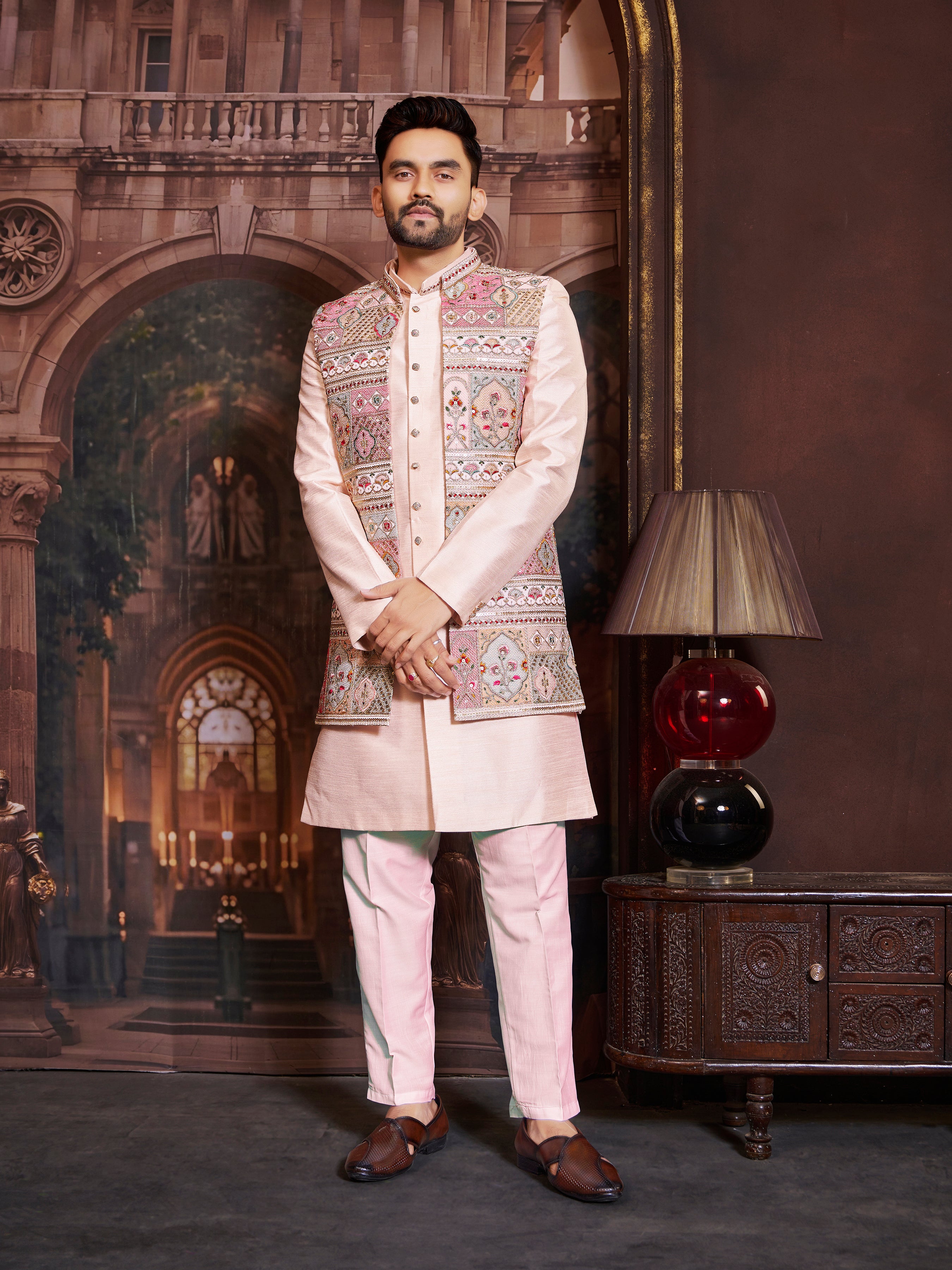 Mens Kurta Set With Jacket - Roop Darshan