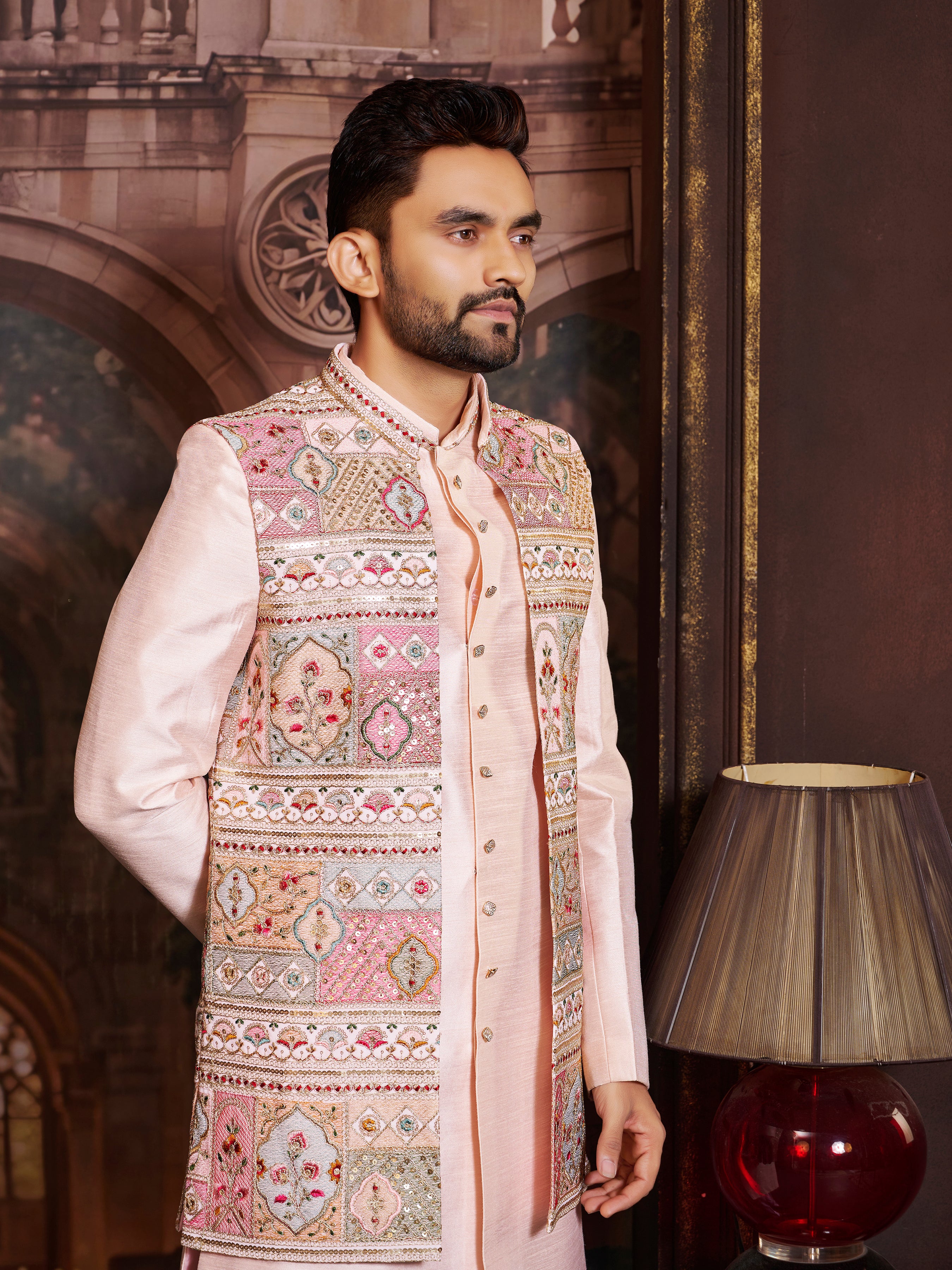 Mens Kurta Set With Jacket - Roop Darshan