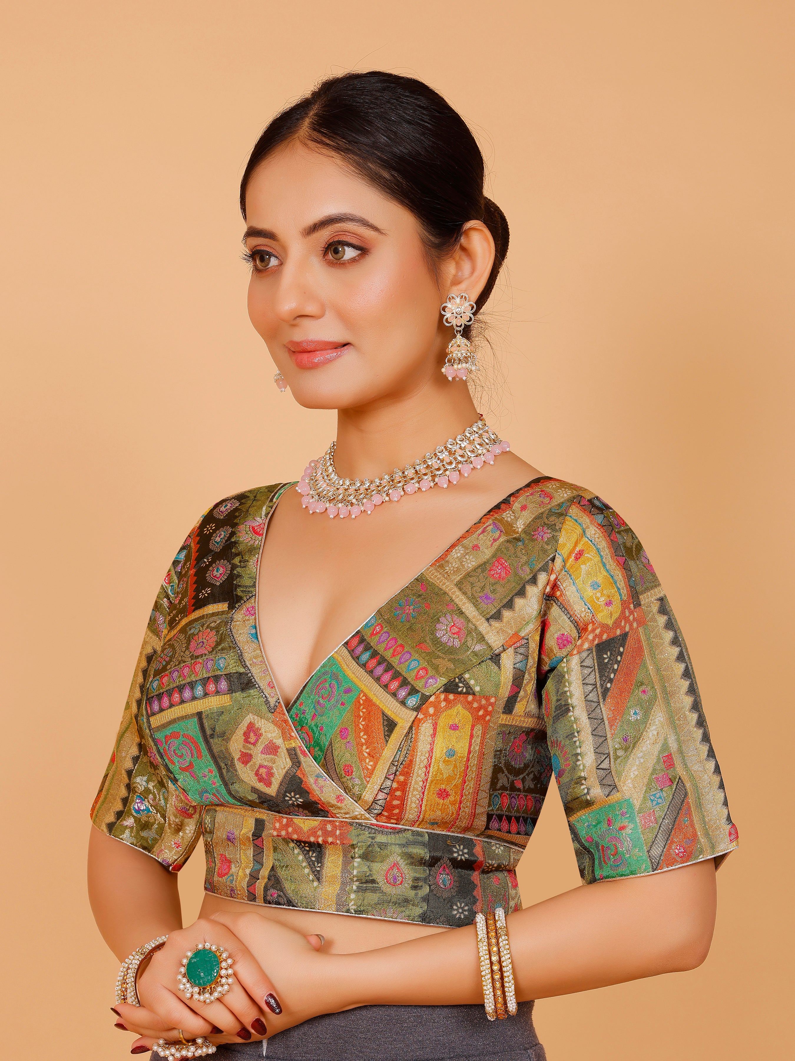 Silk Printed Blouse - Roop Darshan