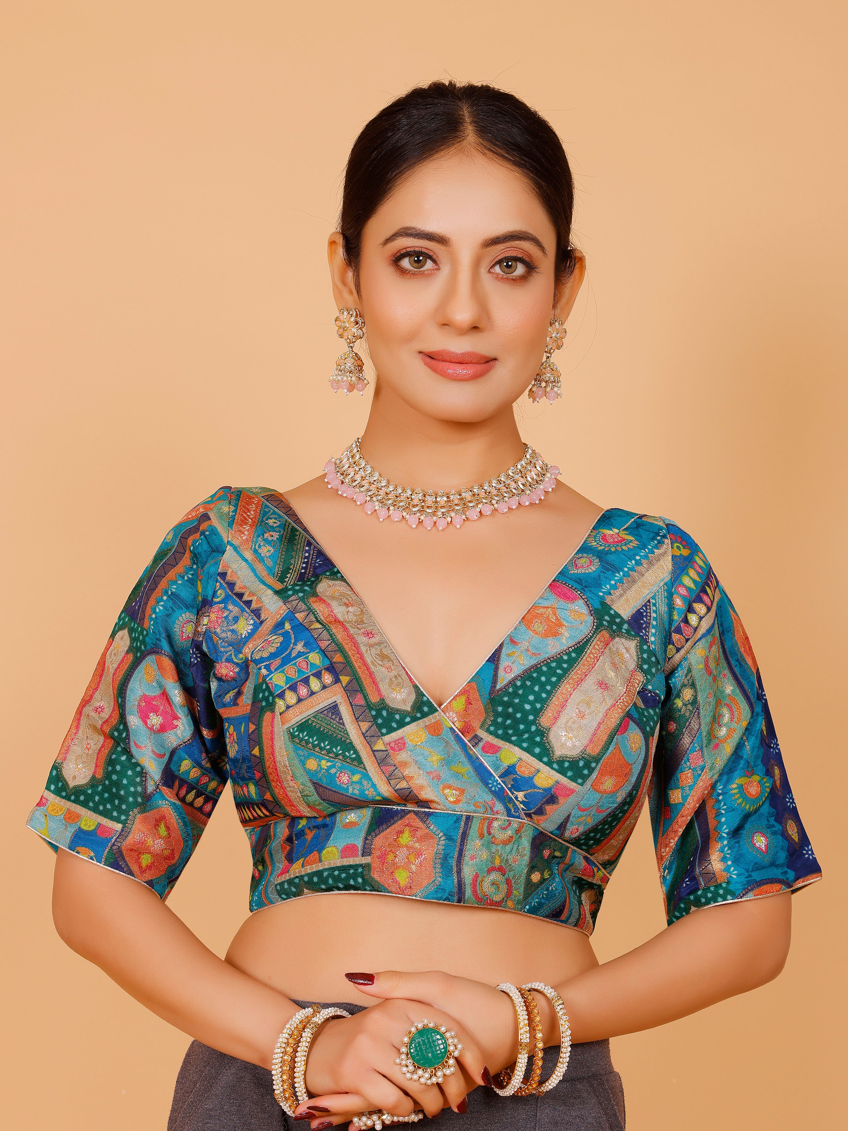 Silk Printed Blouse - Roop Darshan