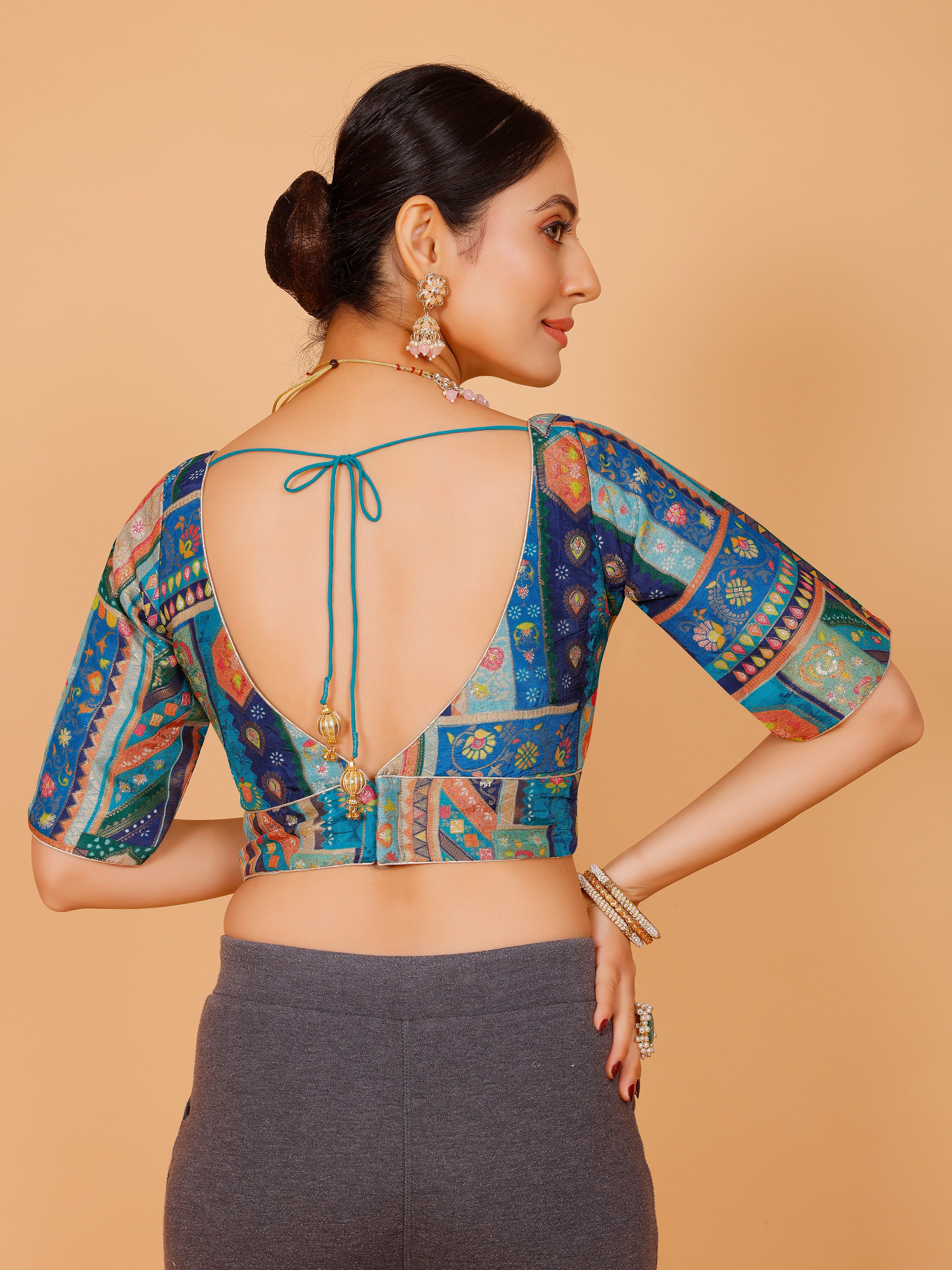 Silk Printed Blouse - Roop Darshan