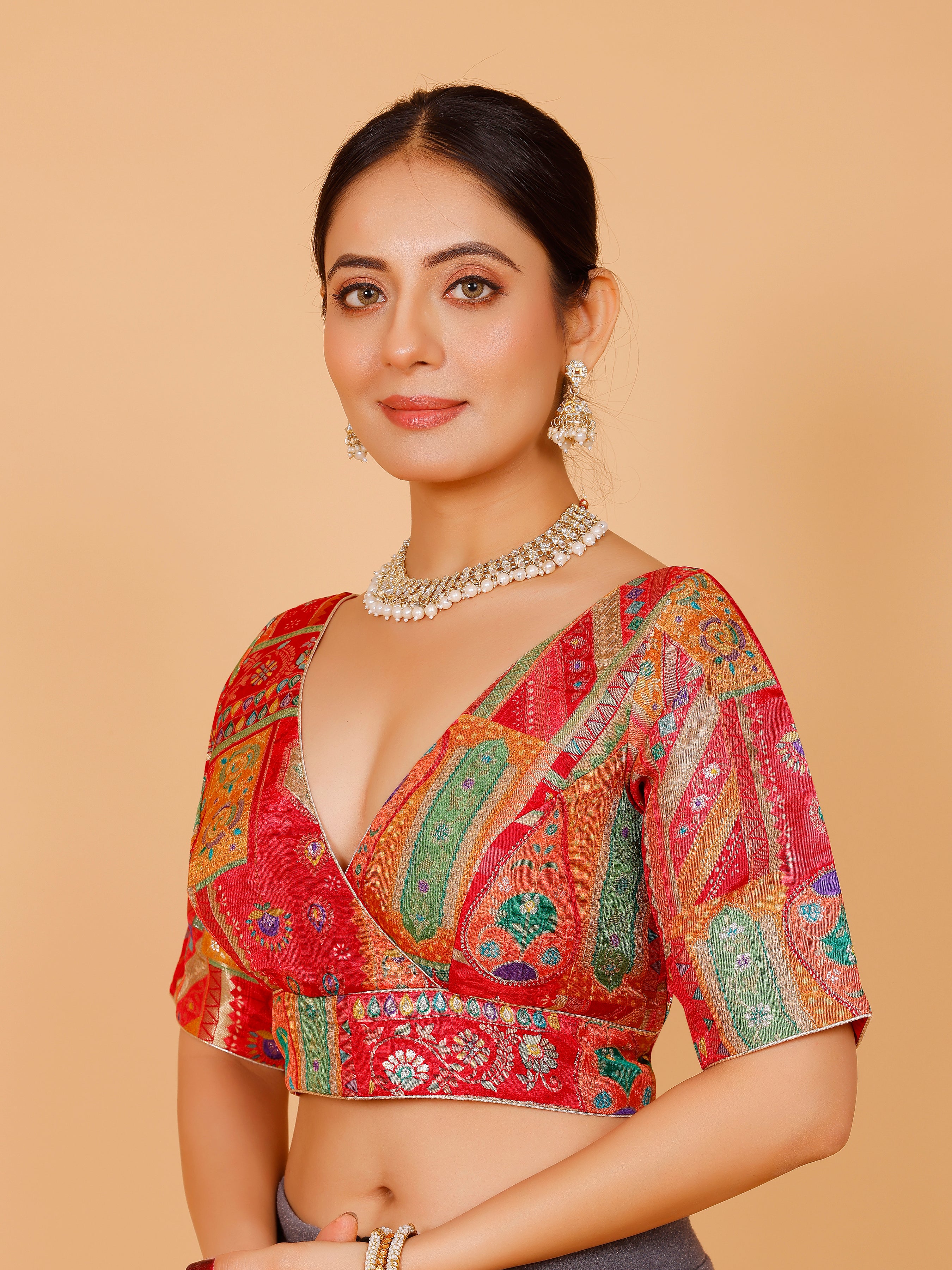Silk Printed Blouse - Roop Darshan