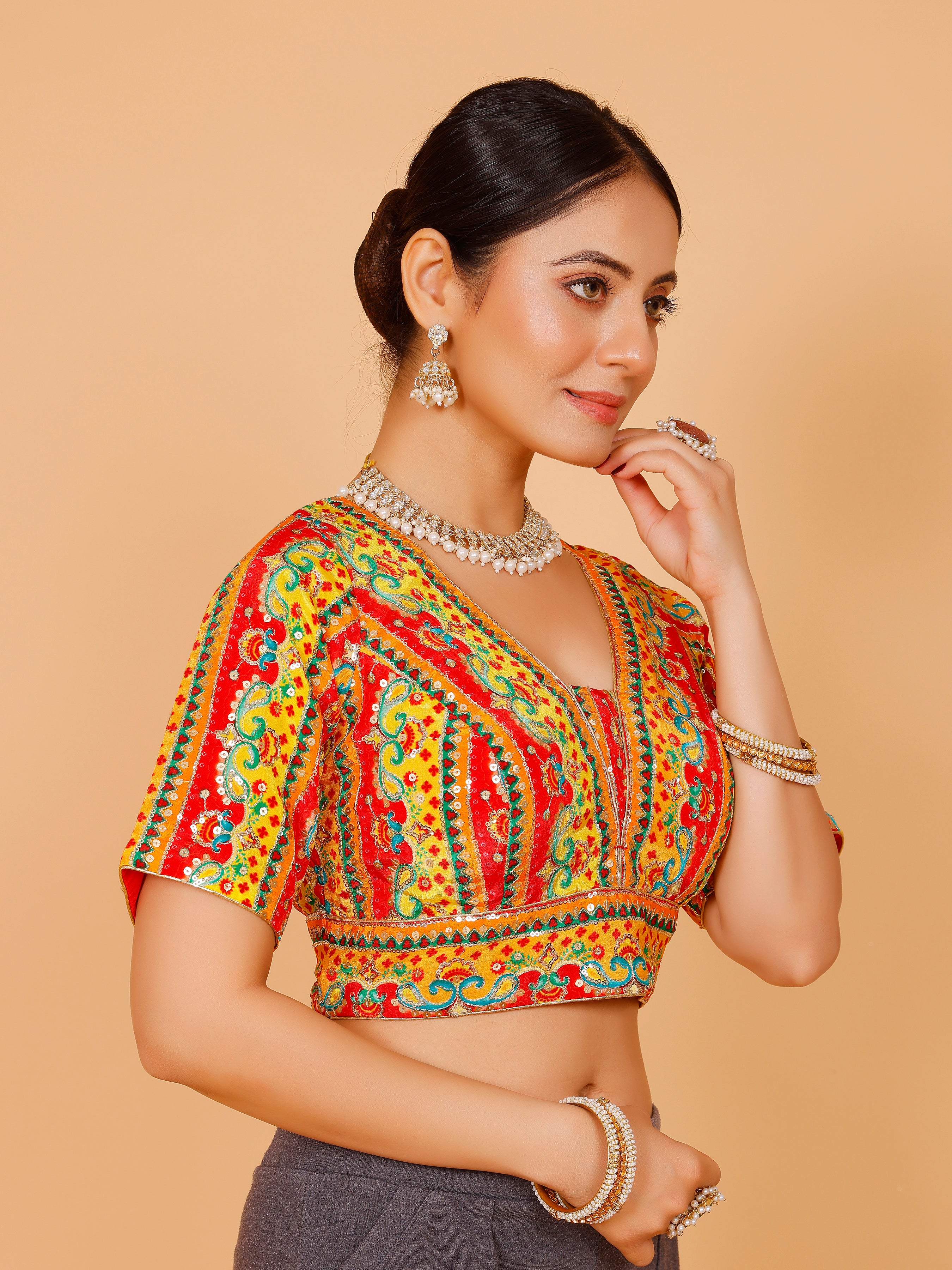 Ladies Silk Sequin Work Blouse