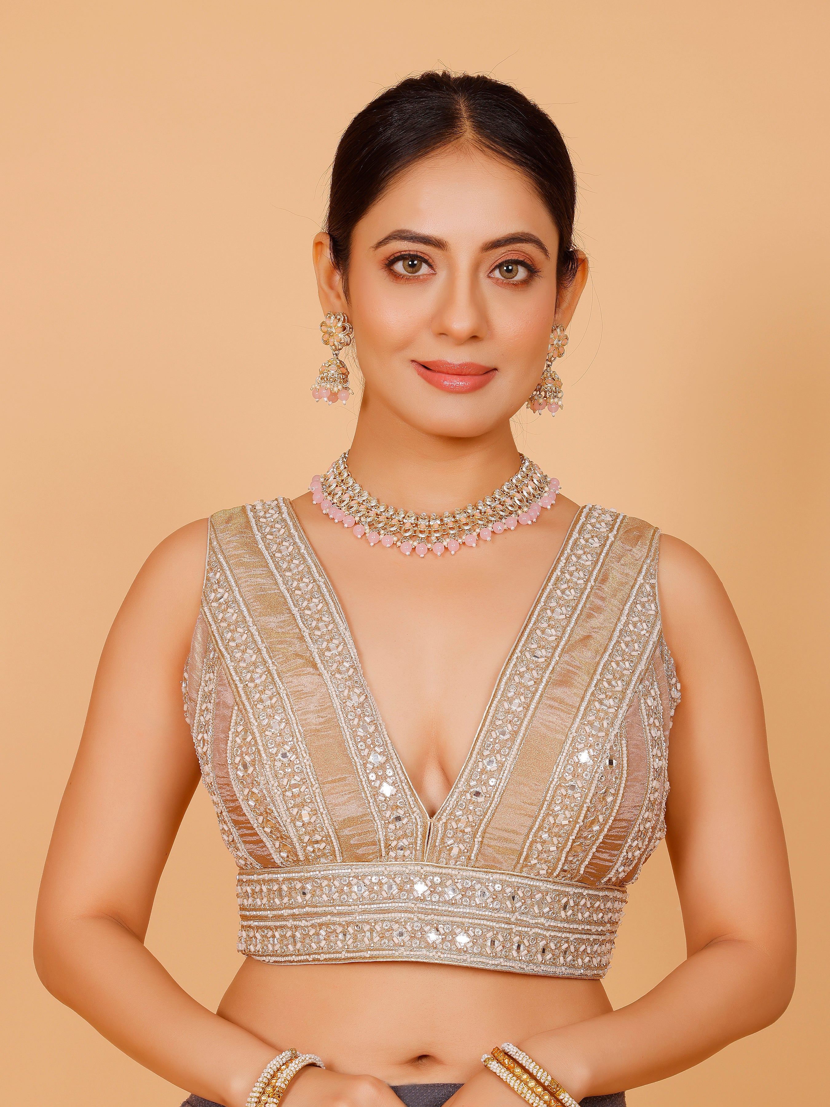 Ladies Silk Stone Work Blouse - Roop Darshan