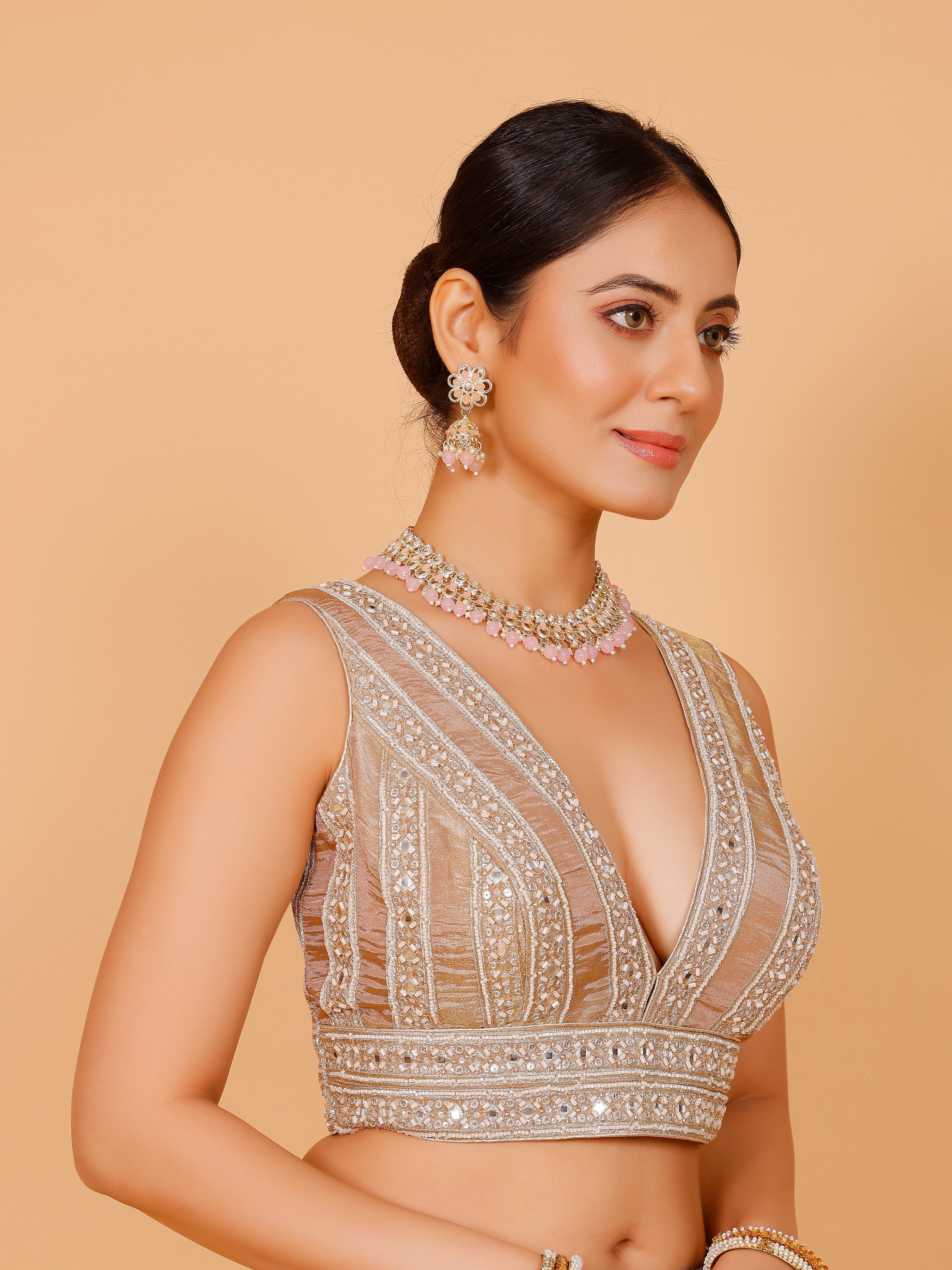 Ladies Silk Stone Work Blouse - Roop Darshan