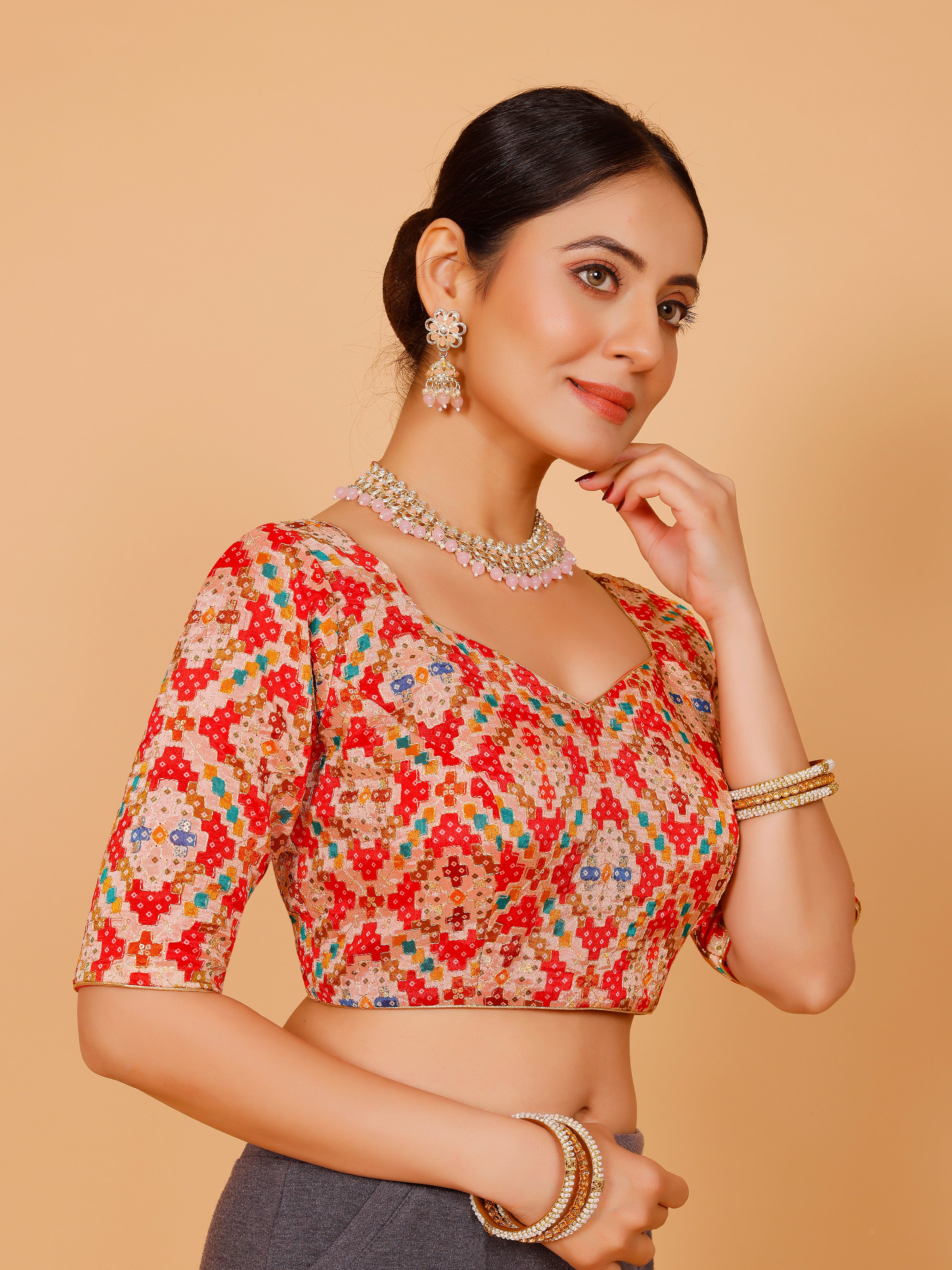 Silk Printed Blouse - Roop Darshan