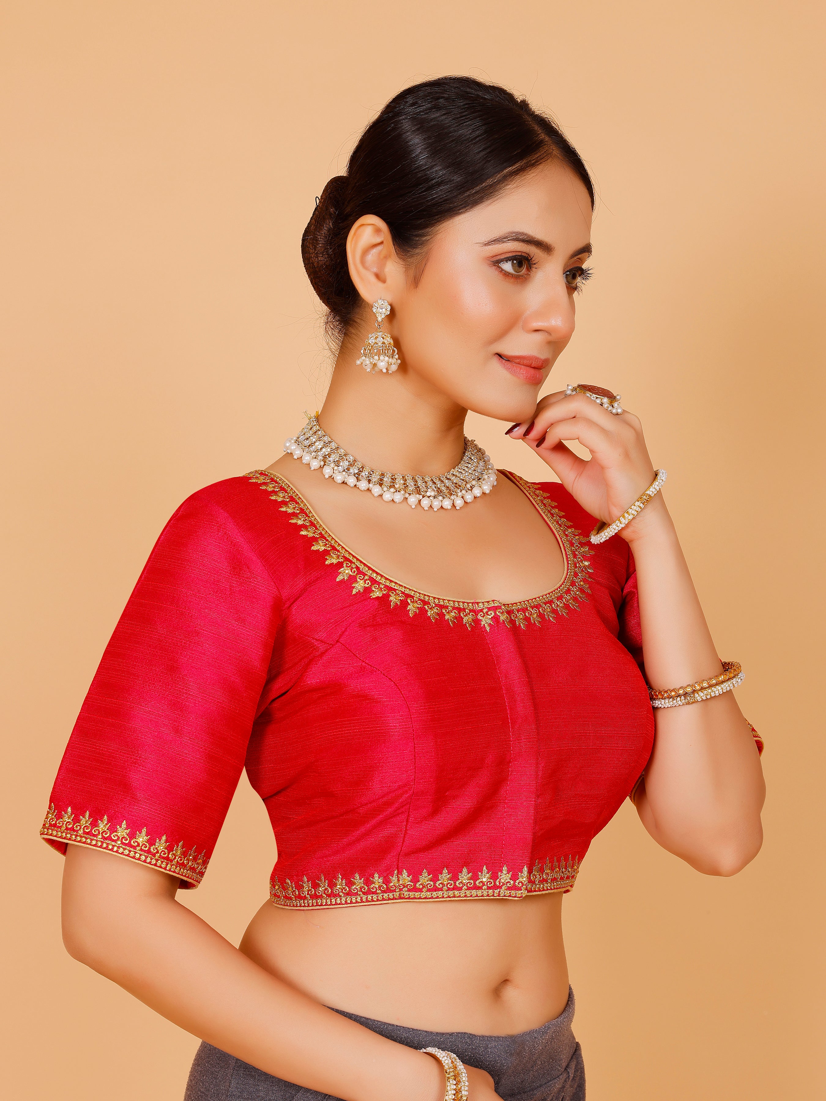 Silk Zari Work Blouse - Roop Darshan
